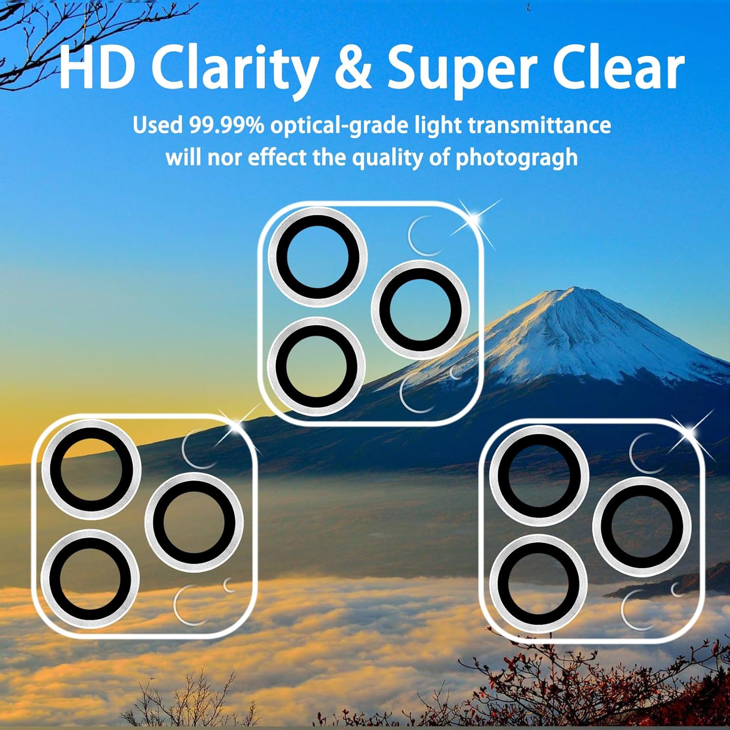 Paquete de 3 protector de lente de cámara de vidrio templado Dengduoduo para iPhone 13 Pro de 6.1 pulgadas y iPhone 13 Pro Max de 6.7 pulgadas,