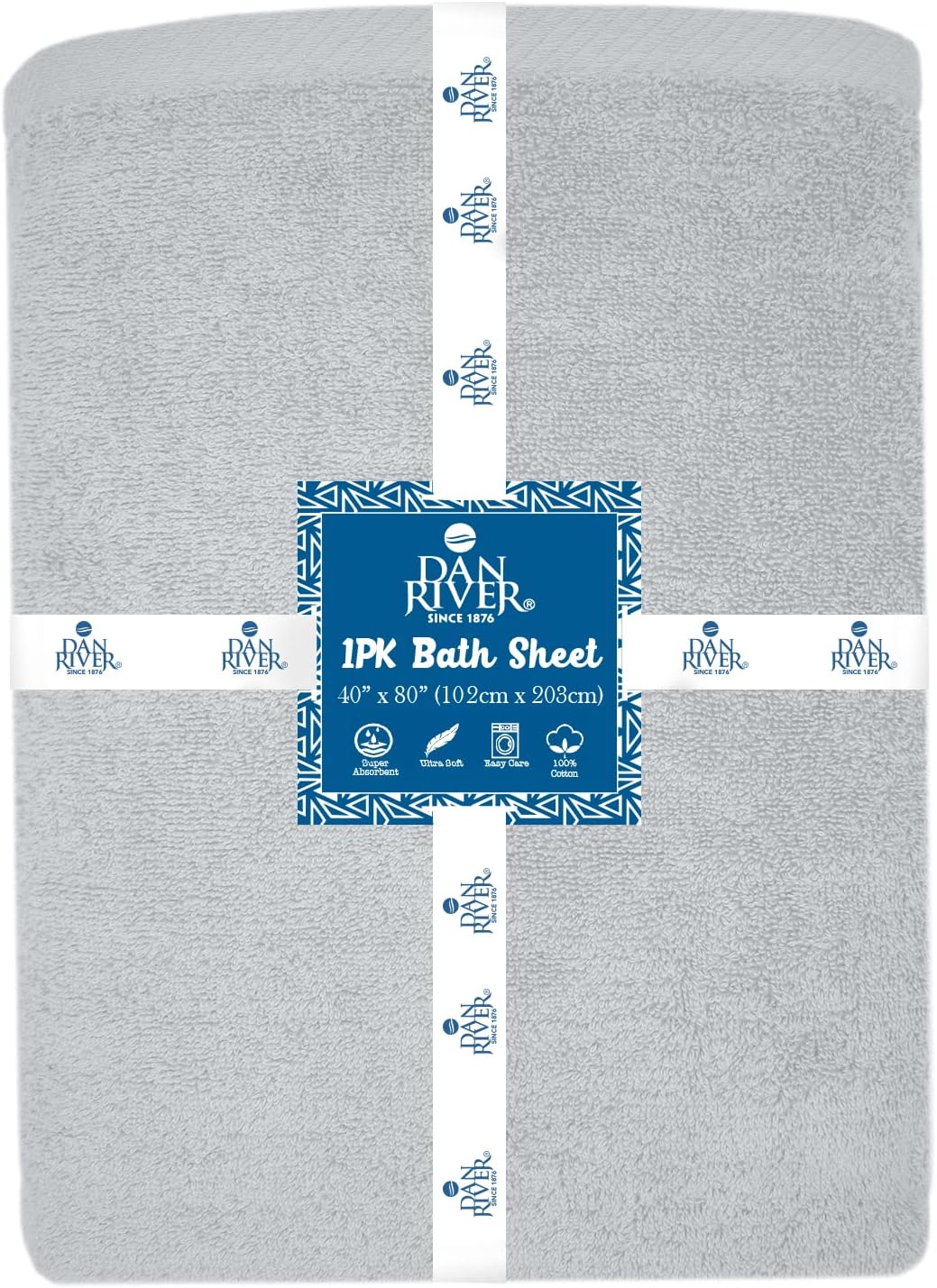 DAN RIVER Toalla de baño extragrande 100% algodón de 40 x 80 pulgadas, paquete de 1  toalla de baño extragrande de 21.16 ozm, altamente absorbente y