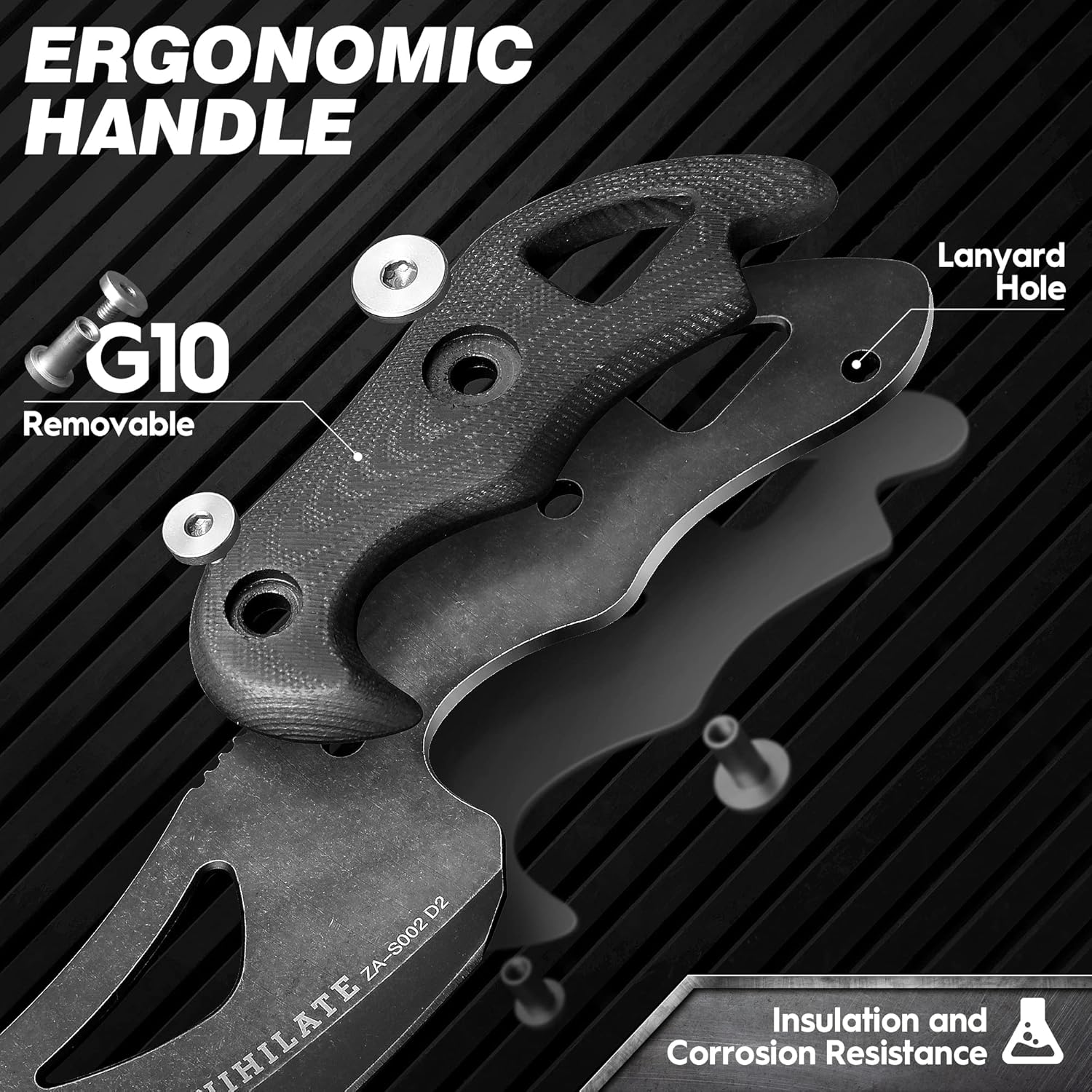 ZUNE LOTOO Cuchillo táctico de hoja fija para hombres de grado militar, 8.27 pulgadas, cuchillo de caza táctico de supervivencia recto de acero D2