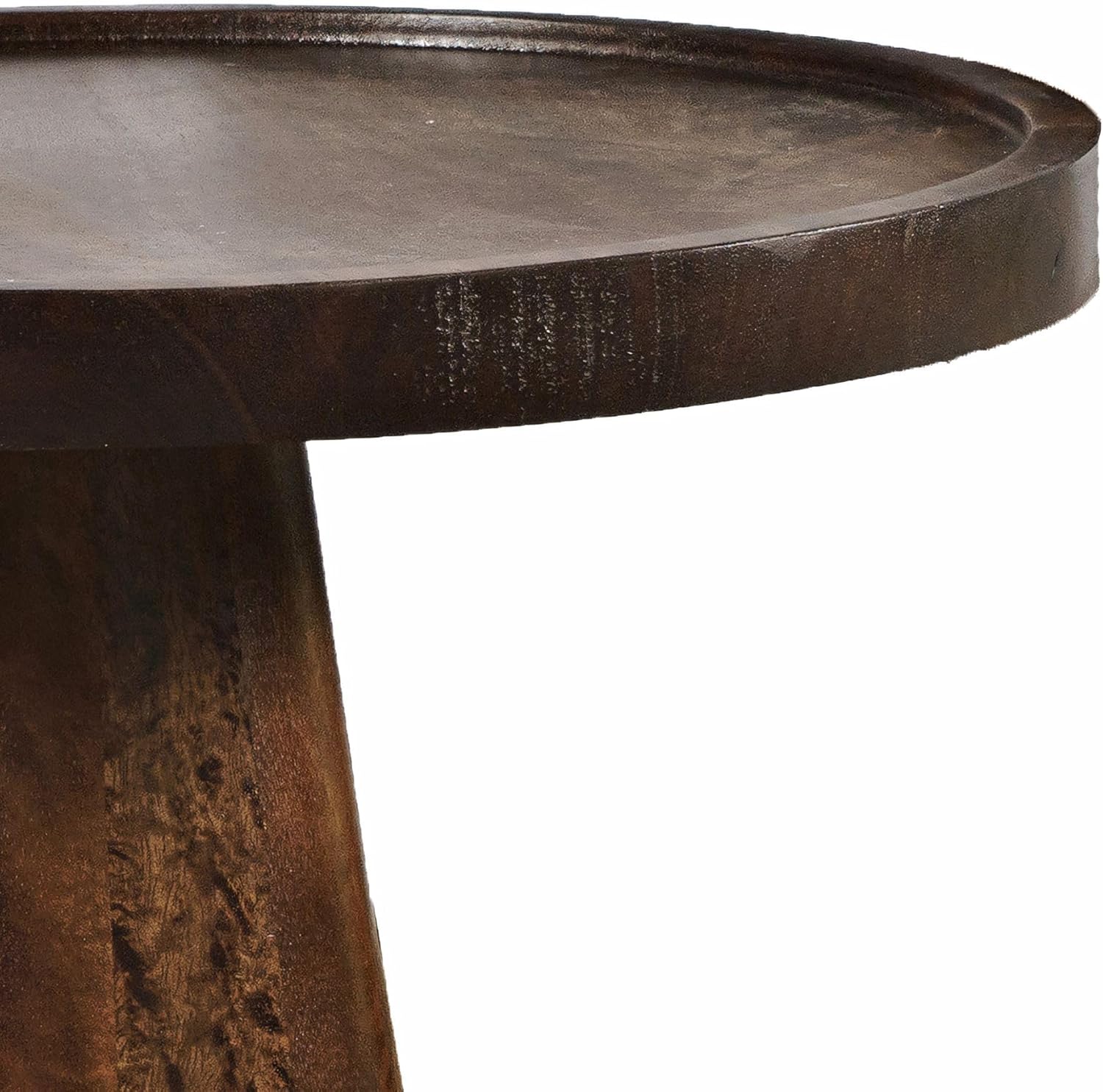 Jofran Knox Mid-Century – Juego de 3 mesas anidables redondas con pedestal de madera maciza, color castaño
