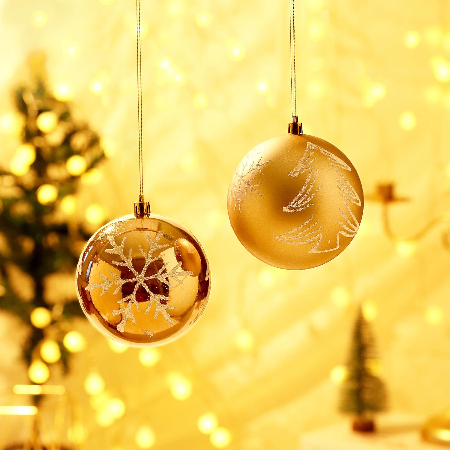 Esferas de adorno de Navidad, bolas de pintura extra grandes, juego de 4 pulgadas para colgar en el árbol (bronce)