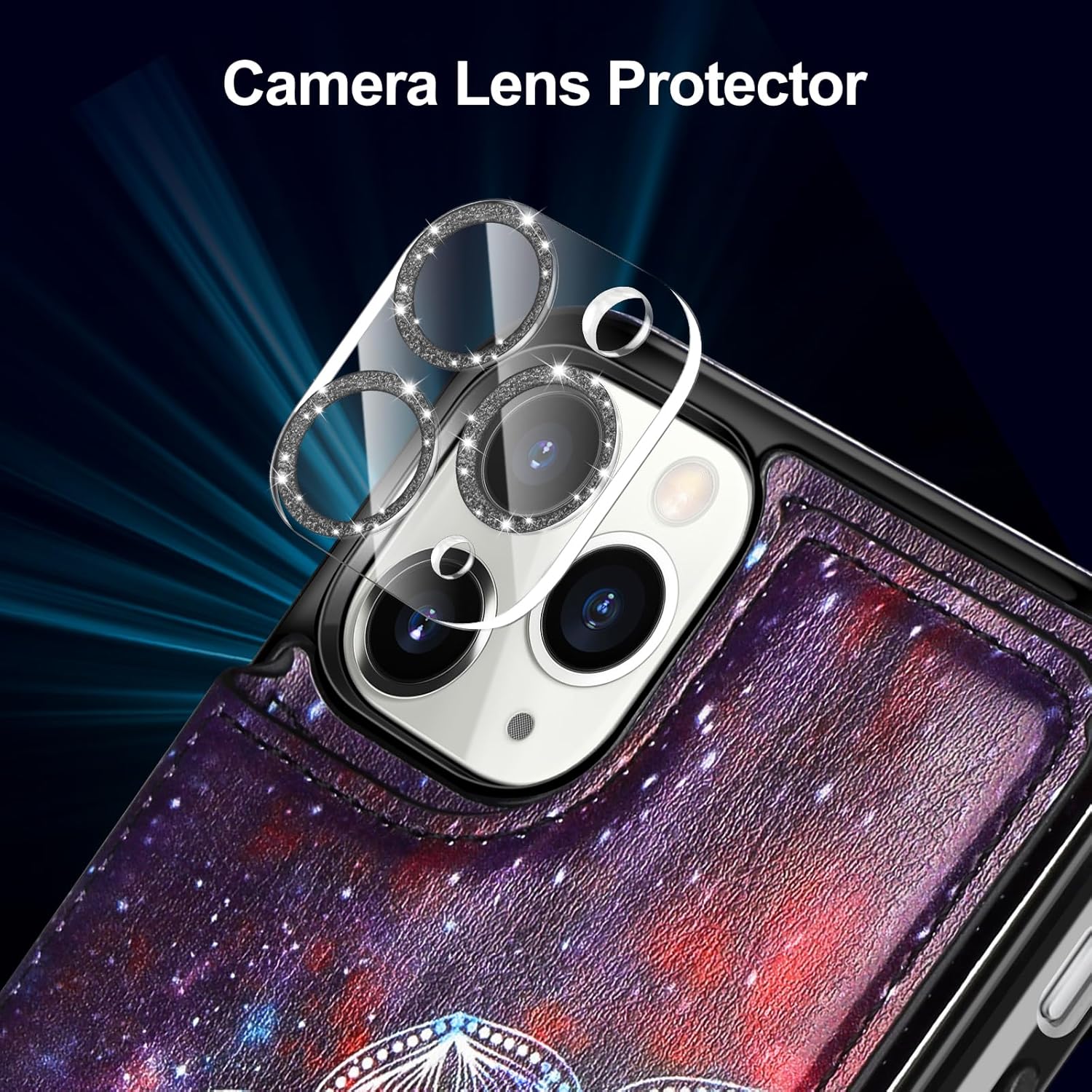 HianDier Funda tipo cartera para iPhone 11 Pro Max de 6.5 pulgadas con pulsera, protector de pantalla + funda para cámara, con ranura para tarjeta