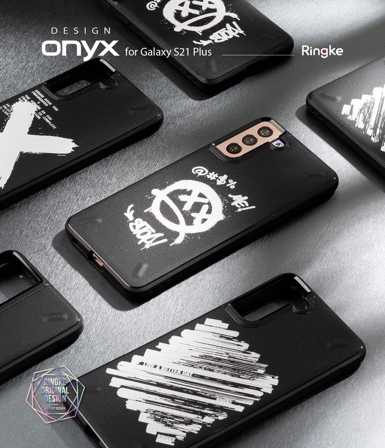 Ringke Onyx Design – Funda compatible con Galaxy S21 Plus, resistente y duradera, a prueba de golpes, con parte trasera de serigrafía, pintura
