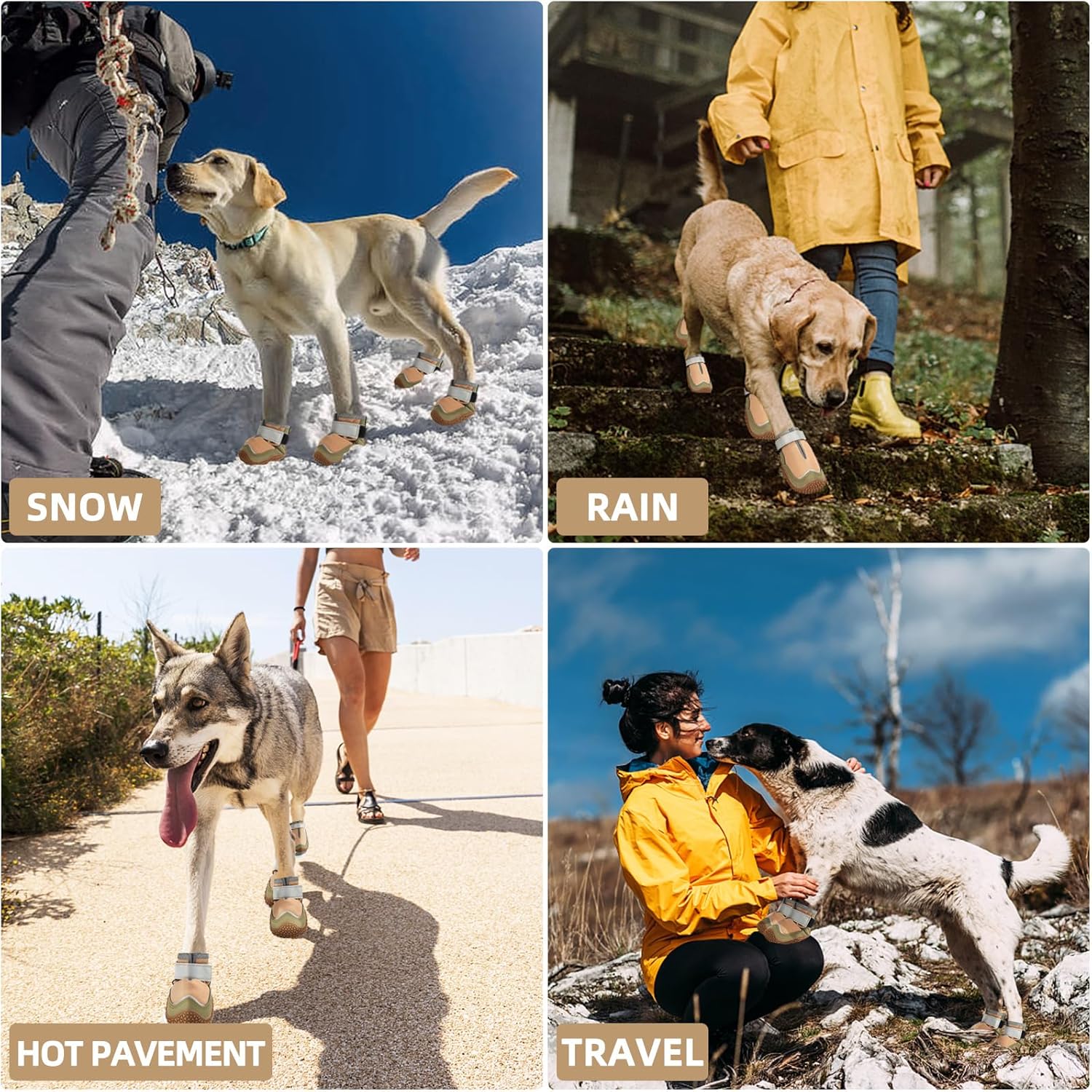 Hcpet Botas transpirables para perros para pavimento caliente, resistentes al calor con correas reflectantes, protectores de patas para cachorros al