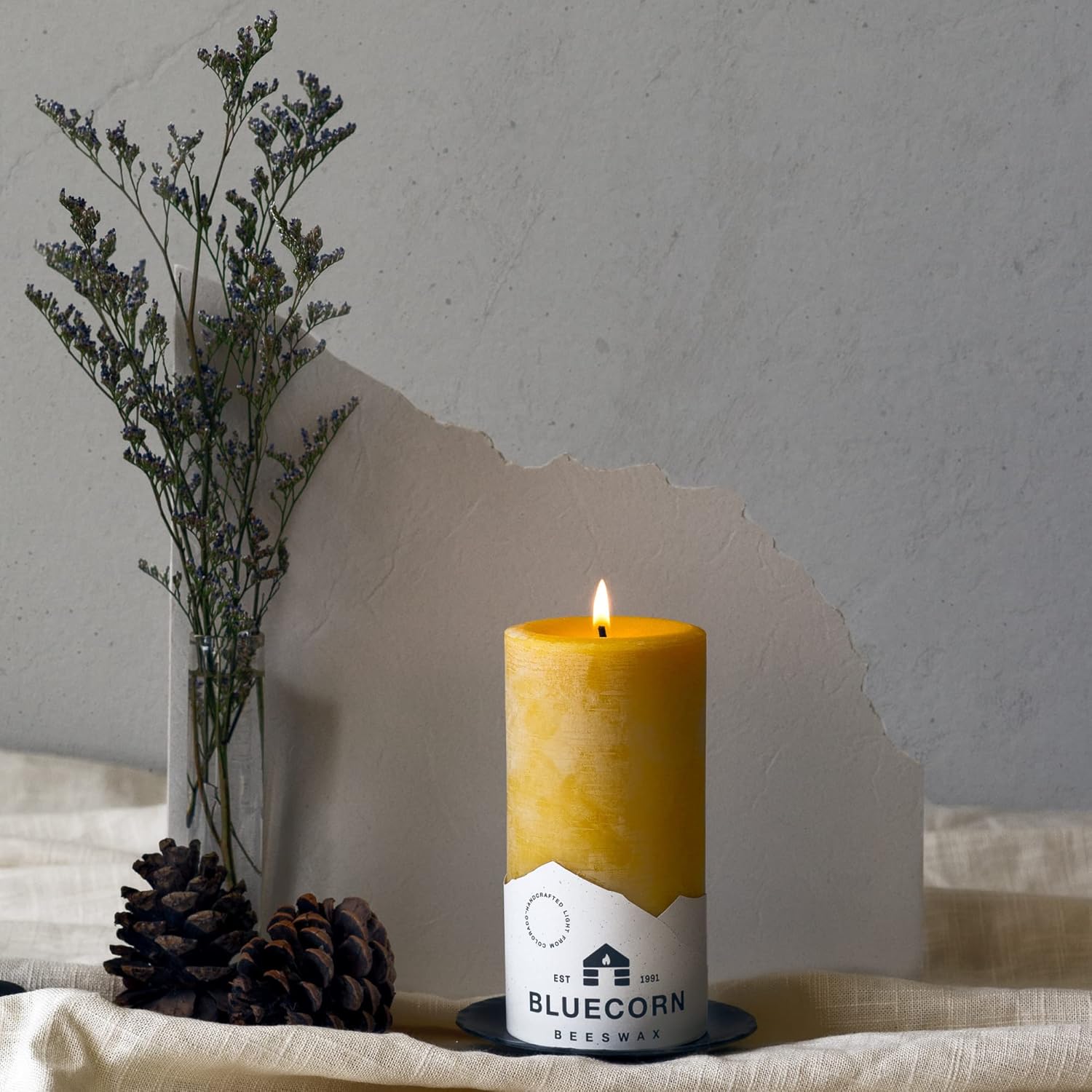 Bluecorn Beeswax Velas de pilar de cera de abeja 100% pura, velas de cera de abeja natural, velas amarillas sin perfume, sin soja, parafina y