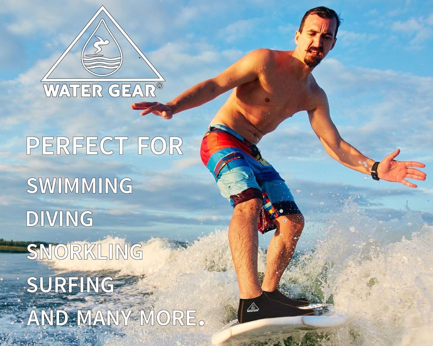 Water Gear Calcetines de aleta grandes, ideales para buceo y esnórquel, para hombres y mujeres, mantiene tus pies secos