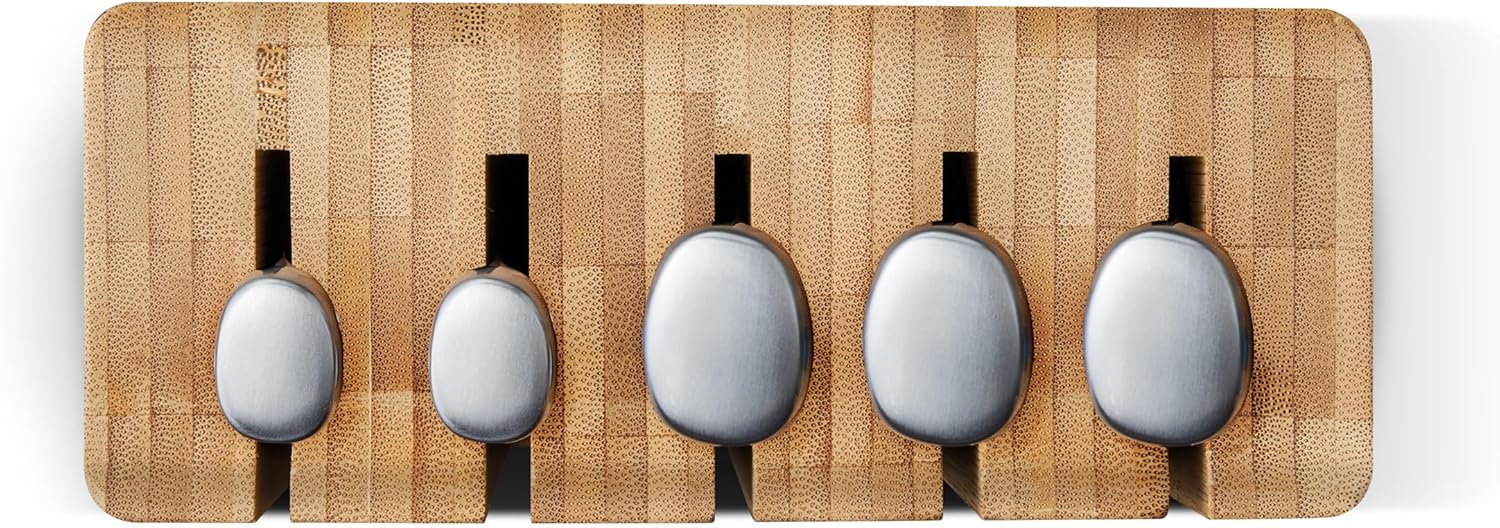 Joseph Joseph Elevate – Juego de cuchillos de cocina de 5 piezas, acero inoxidable japonés, bloque de cuchillos de bambú delgado