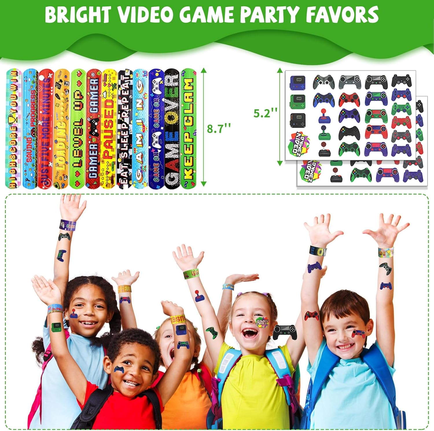 146 piezas de recuerdos de fiesta de videojuegos, recuerdos de fiesta de jugadores, cuaderno de tinta con pases VIP con cordones, pulseras,