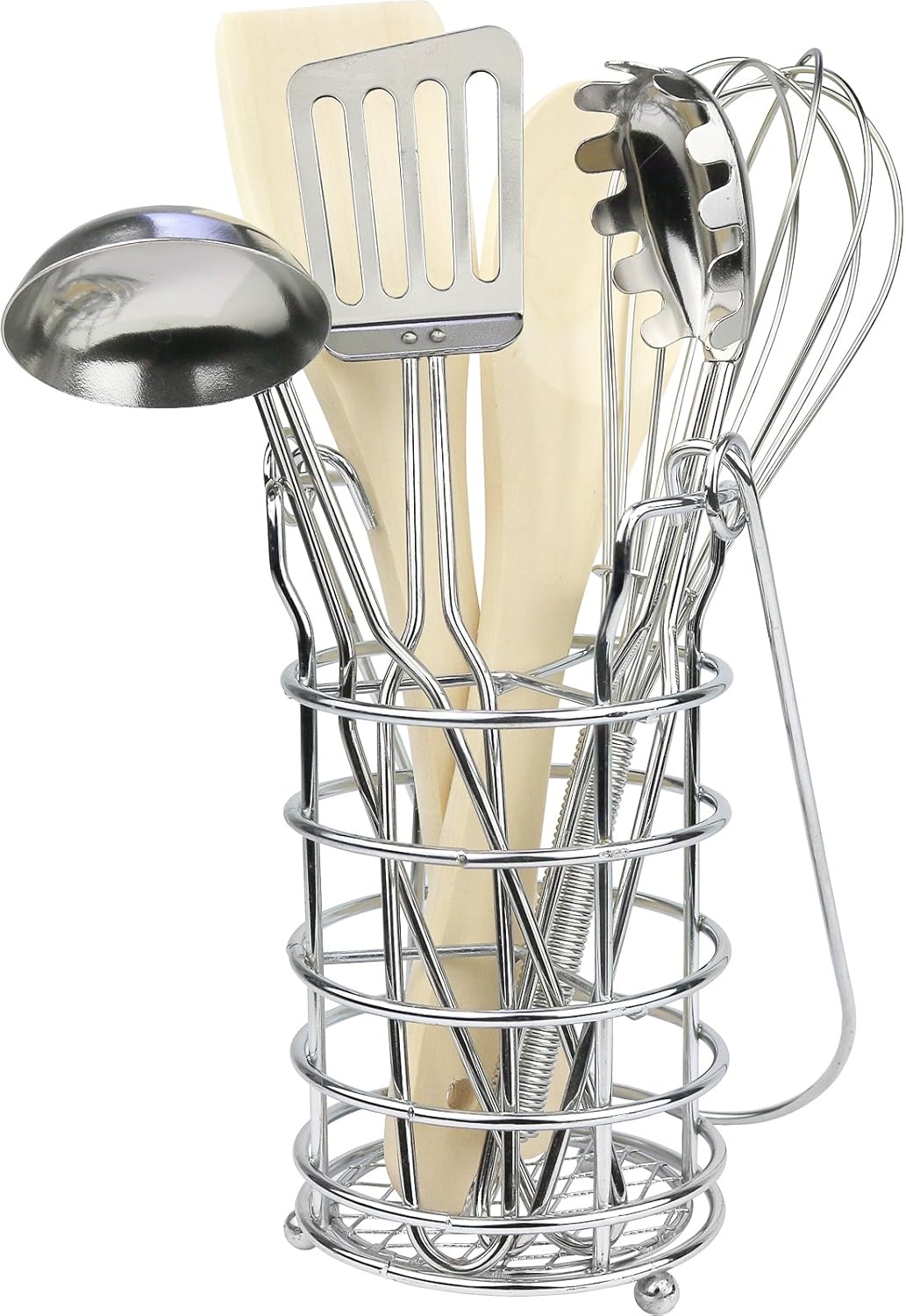 Click N’ Play Juego de utensilios de cocina de 7 piezas en soporte.