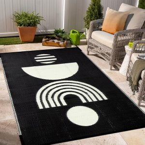 Wonnitar Nueva alfombra para exteriores, negro y blanco 4×6 Wonnitar Nueva alfombra para exteriores, negro y blanco 4×6