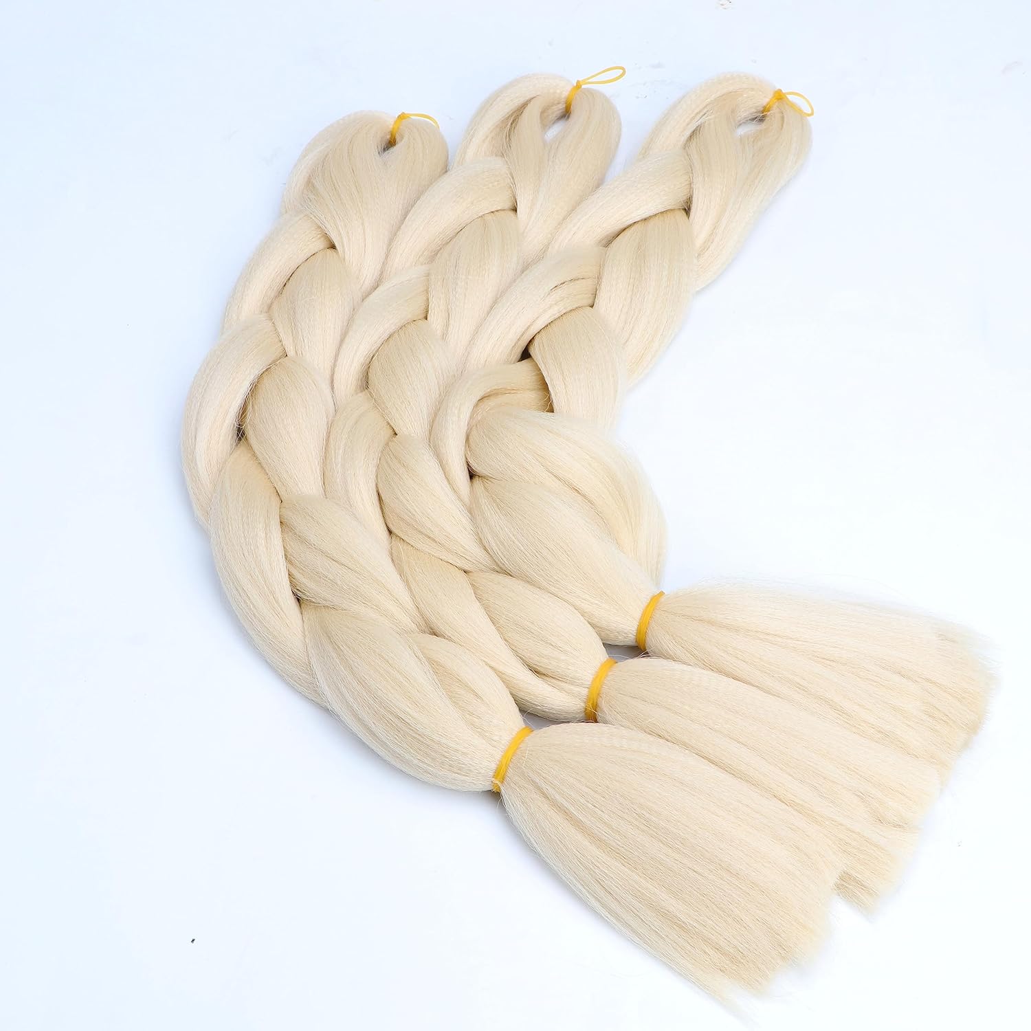 Cabello trenzado de color puro, 3 piezas, extensiones de cabello sintético afro jumbo trenzado de 24 pulgadas, cabello trenzado de ganchillo para