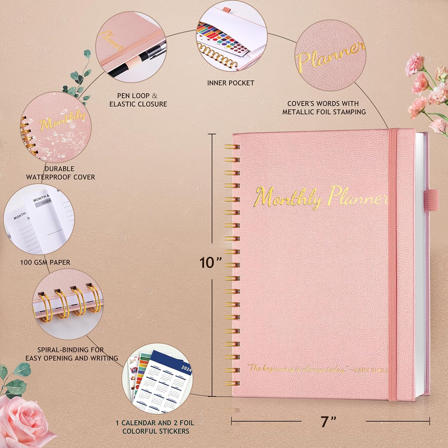 JUBTIC Agenda mensual sin fecha para 2023-2024 con calendario, cuaderno de lista de tareas de 30 meses para mujeres u hombres, agenda de citas de