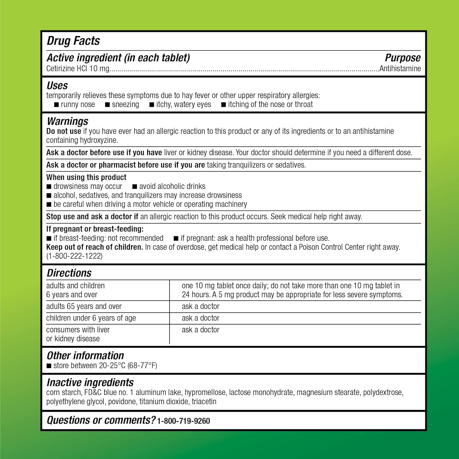 Tienda Basic Care – Pastillas All Day Allergy de 10 mg de diclorhidrato de cetirizina, antihistamínico, 90 comprimidos