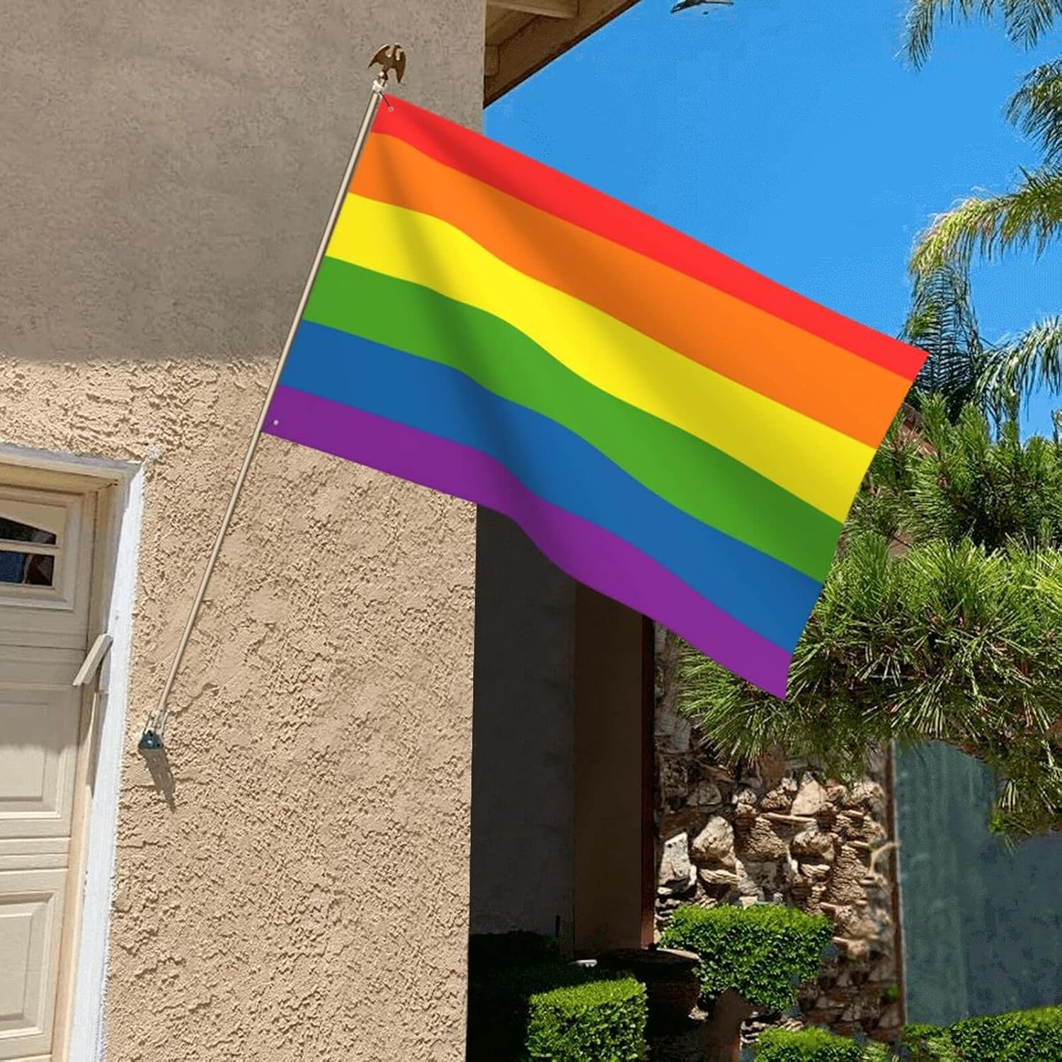 Bandera para exteriores de 2.5 x 4 pies, bandera LGBT de arcoíris y orgullo gay, bandera para decoración del hogar y jardín, con ojales, duradera,