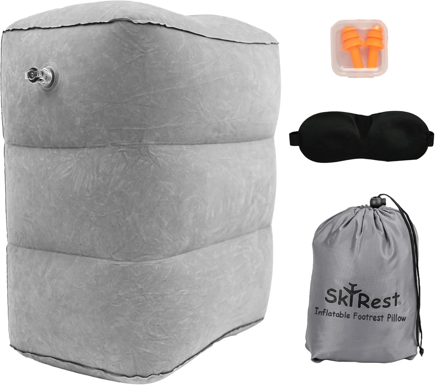 Almohada inflable de viaje con reposapiés estándar de avión para viajes en avión, automóvil, tren, hogar y oficina, cama de avión para niños