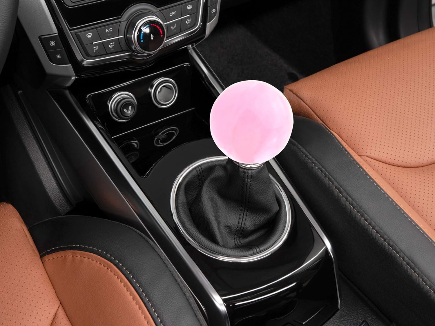 Abfer Pomo de palanca de cambios de bola redonda para palanca de cambios de coche, color rosa, reemplazo de palanca de cambios para la mayoría de
