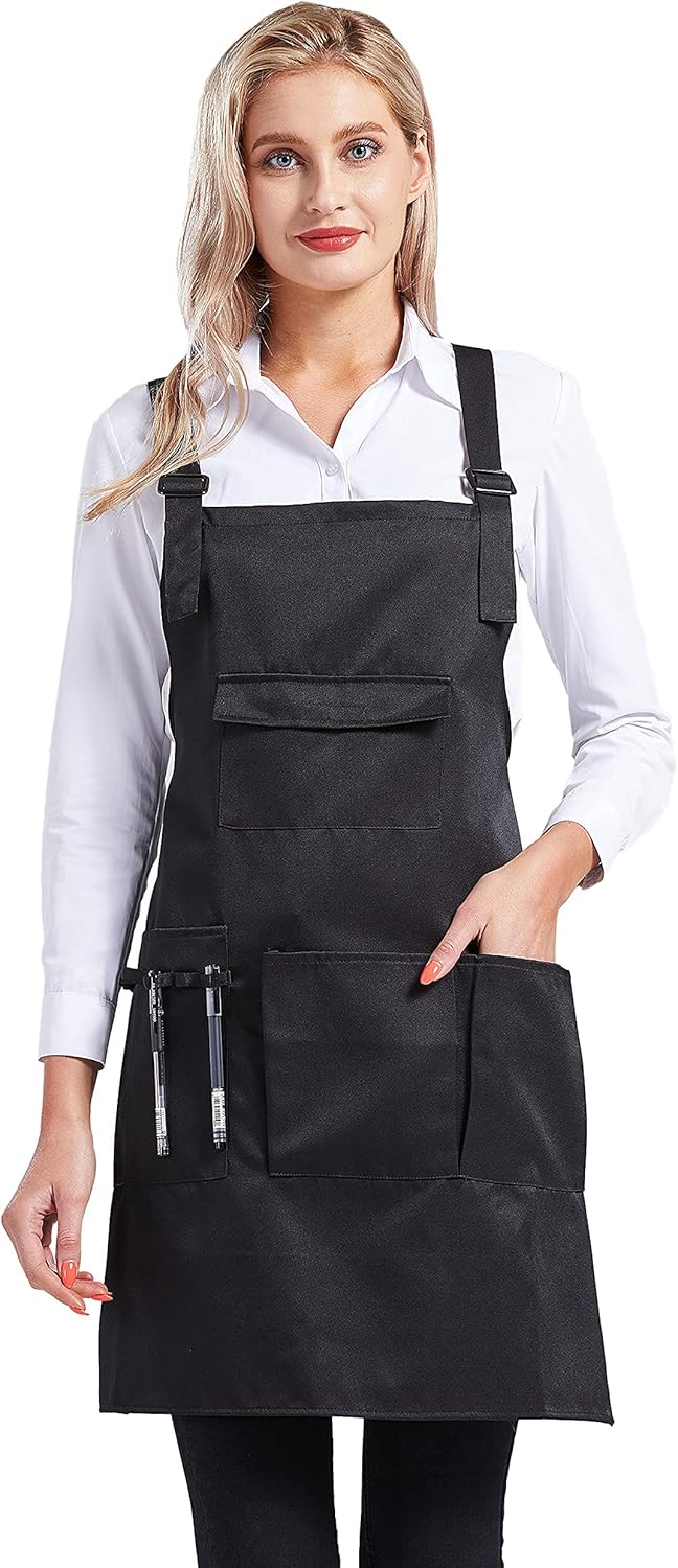 Nanxson Delantal ajustable para mujer, delantal de trabajo profesional con bolsillos para herramientas CF3010