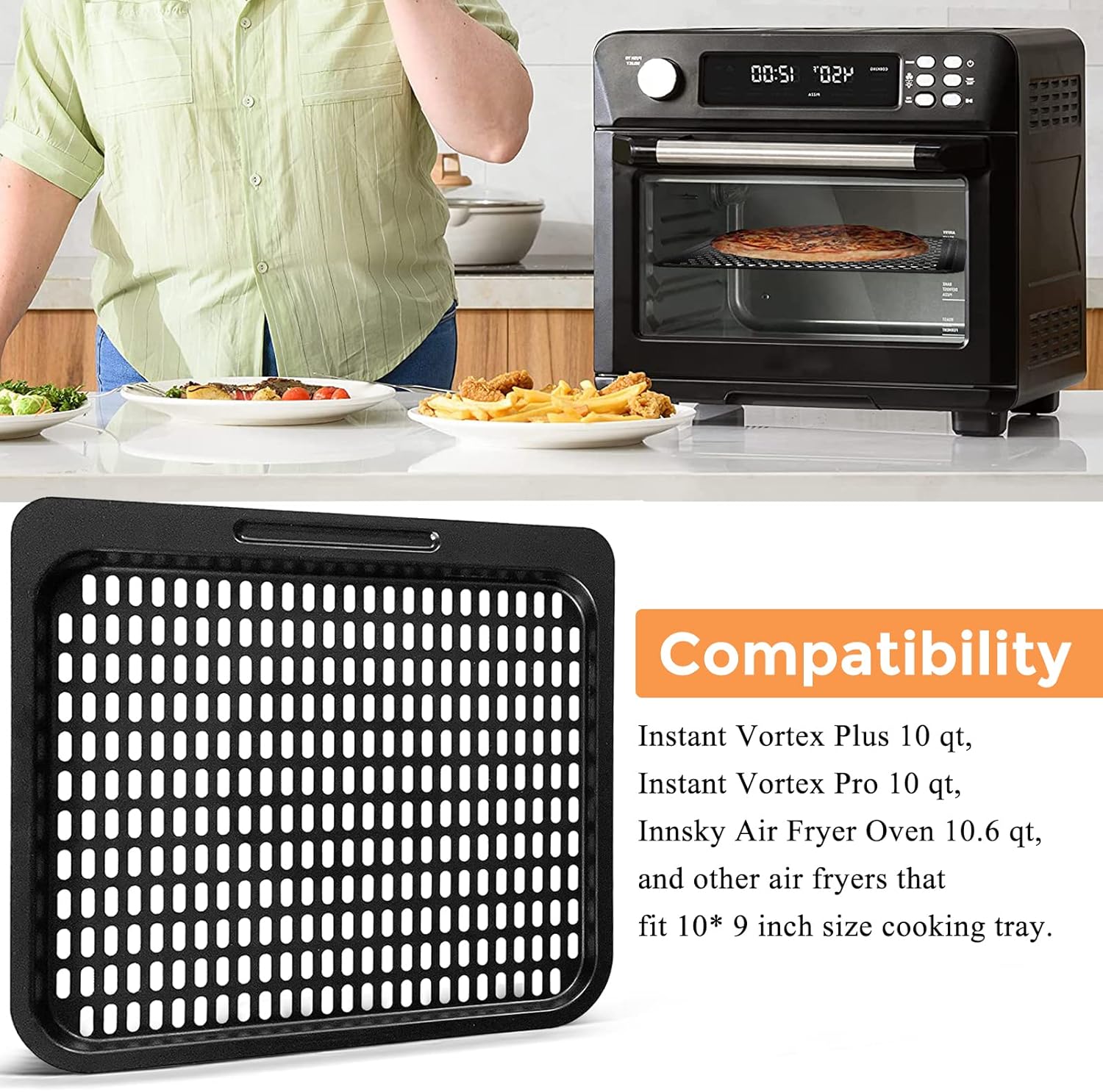 2 piezas de repuesto de bandeja de cocina, rejilla de cocina de malla de 10 cuartos de galón, accesorios para freidora de aire Instant Vortex,