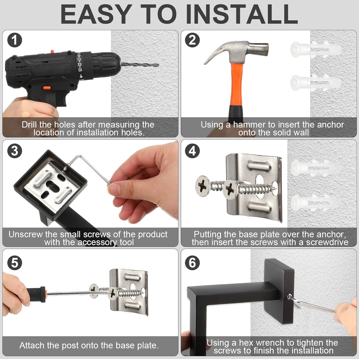 Juego de accesorios de baño, juego de barra de toalla de baño de 23.6 pulgadas, juego de accesorios de baño de acero inoxidable, toalleros para baño