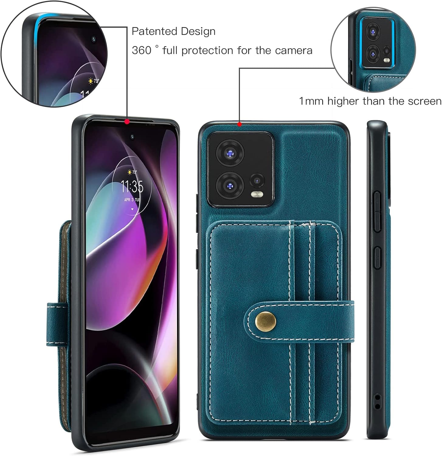 Asuwish Funda para teléfono Motorola Edge 30 Fusion 2022 con protector de pantalla de vidrio templado y tarjetero RFID de cuero, accesorios para