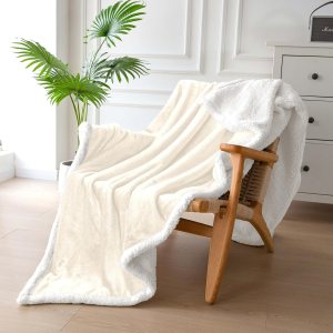 Manta de forro polar sherpa, manta suave y mullida para sofá cama, cálida y acogedora, beige, 50 x 60 pulgadas Manta de forro polar sherpa, manta suave y mullida para sofá cama, cálida y acogedora, beige, 50 x 60 pulgadas