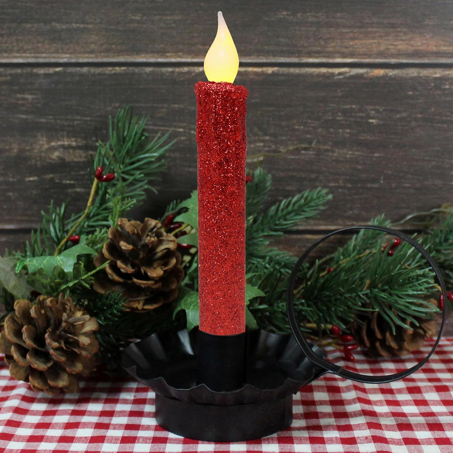 CVHOMEDECO. Velas LED sin llama con purpurina parpadeantes que funcionan con pilas, con temporizador para el hogar, boda, Halloween, decoración de