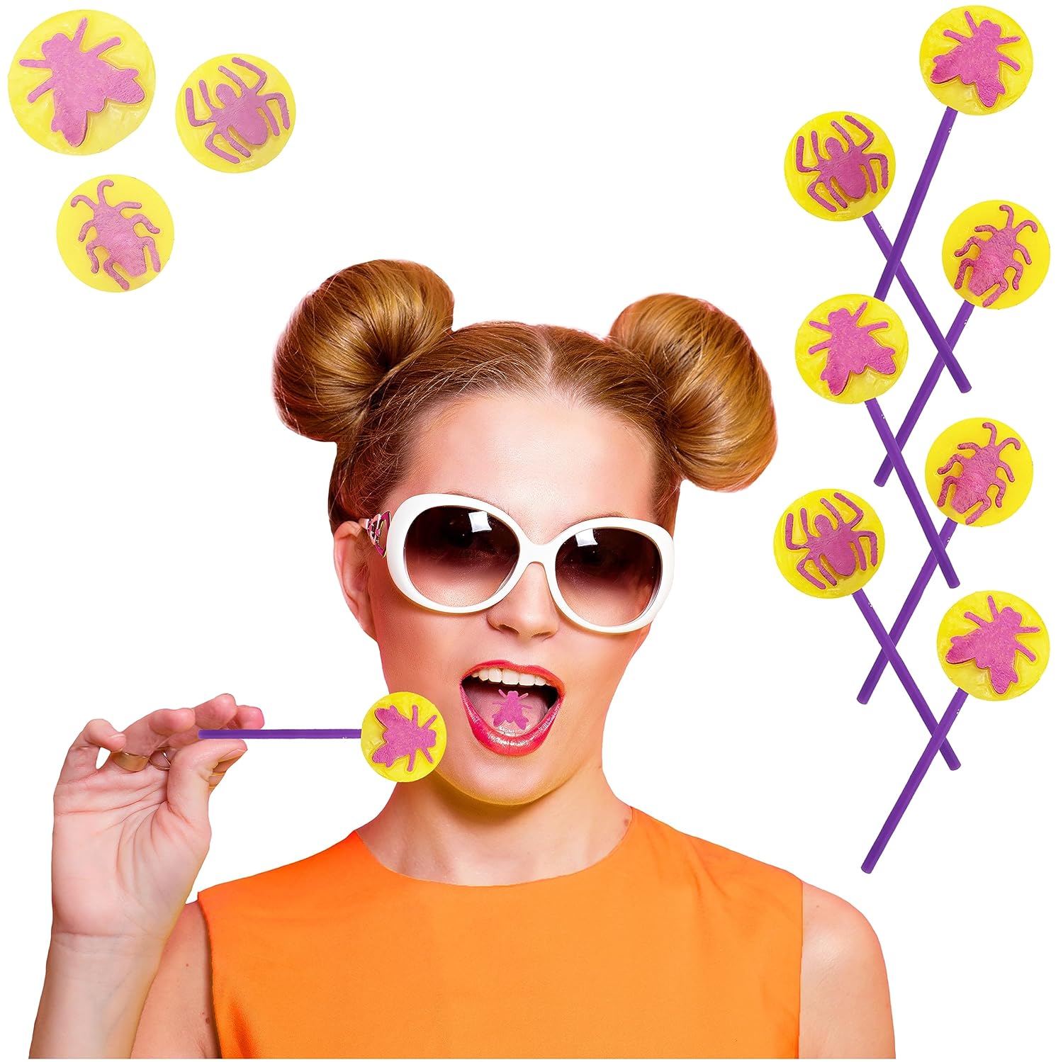 Insects Tattoo Lollipop Suckers Candy, ideal para rellenos de bolsas de fiesta, envueltos individualmente (media libra) (1 libra)