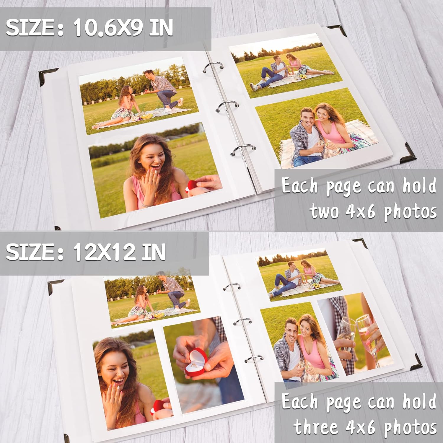 Vienrose Álbum de fotos autoadhesivo de 40 páginas, tapa dura con kit de álbumes de recortes, 3 anillos, álbum de recortes de papel para enamorados,