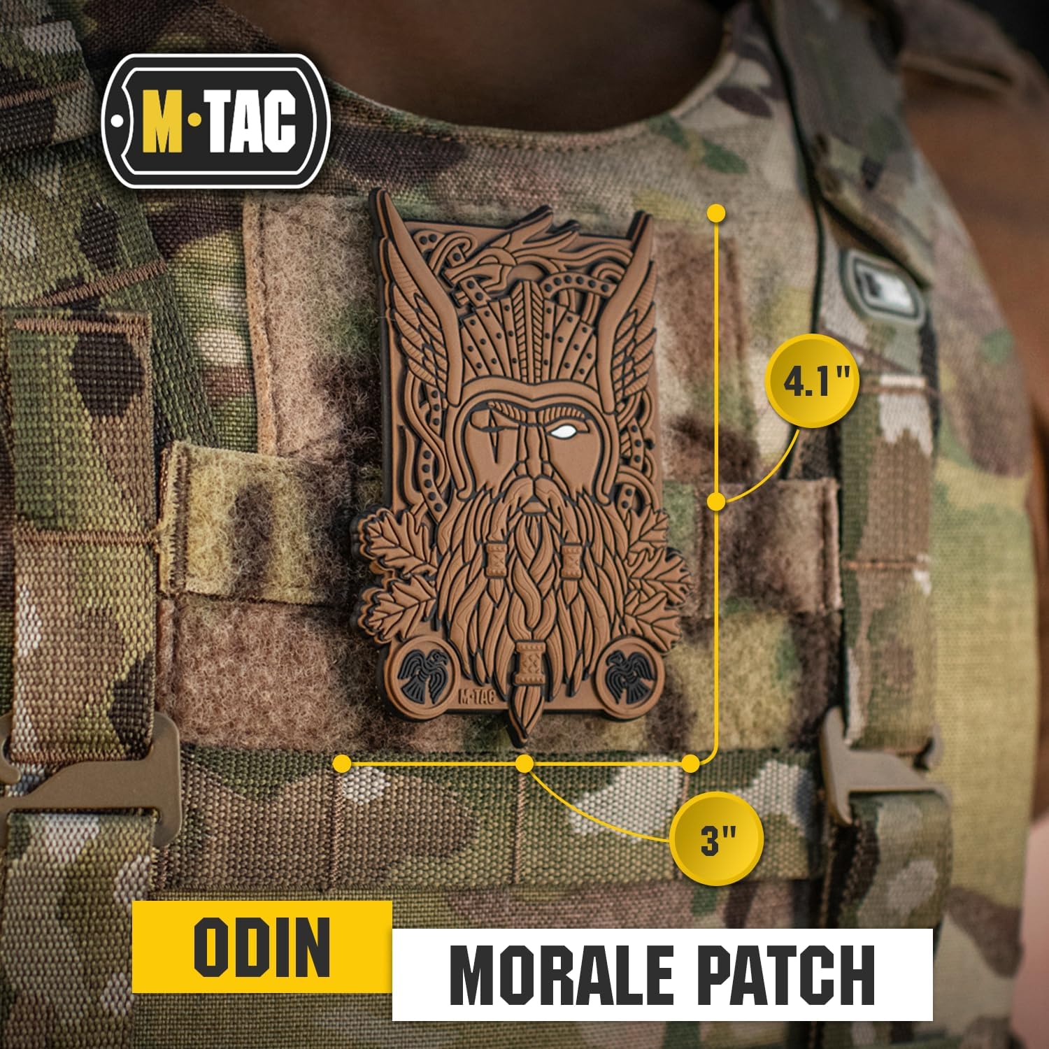 M-Tac Parche táctico de la moral Odin Viking War God 3D PVC (Coyote)