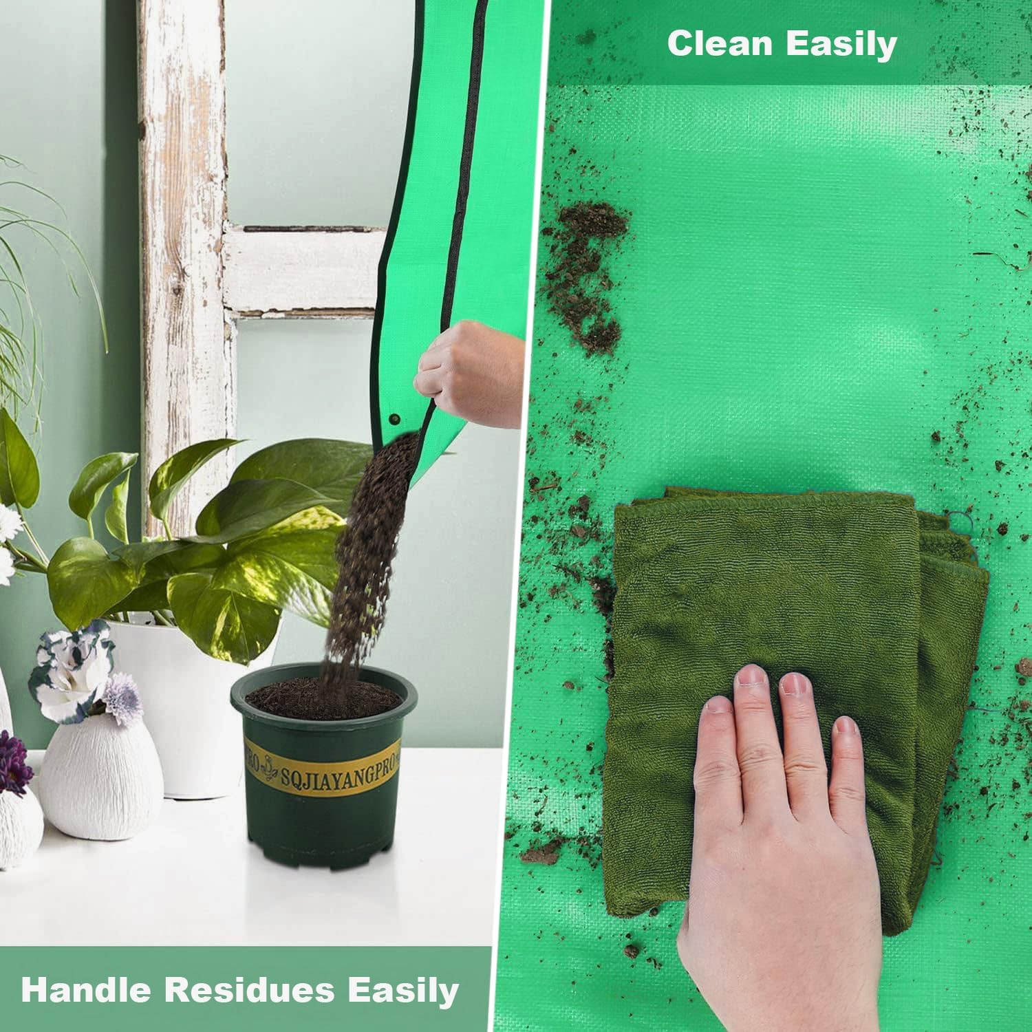 Tapete de trasplante grueso para trasplante de plantas de interior y control de desorden del suelo, tapete plegable para macetas para plantas