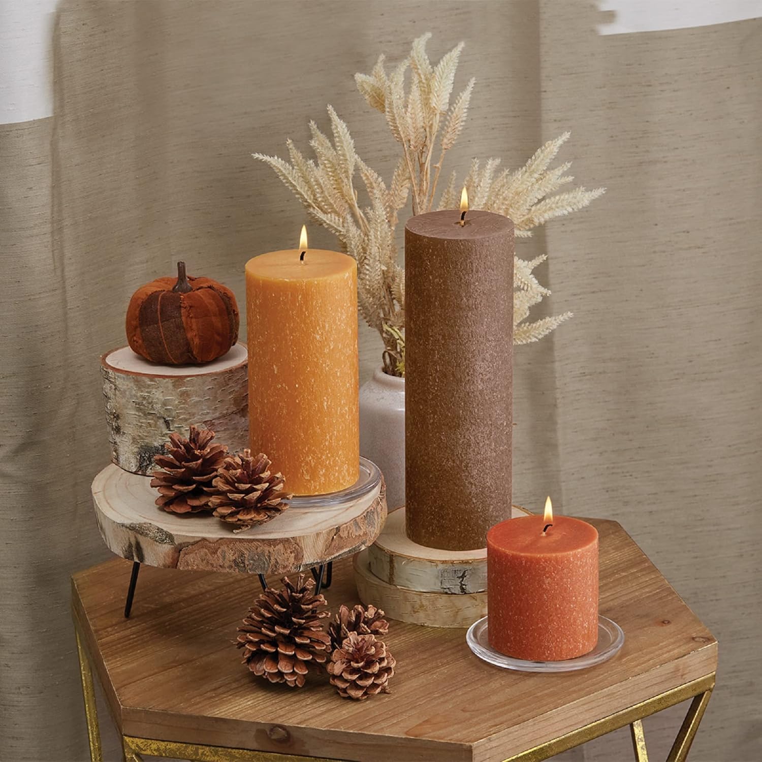 Timberline Beeswax Blend – Vela de pilar sin perfume hecha a mano, 3 x 6 pulgadas, Portobello (paquete de 2)