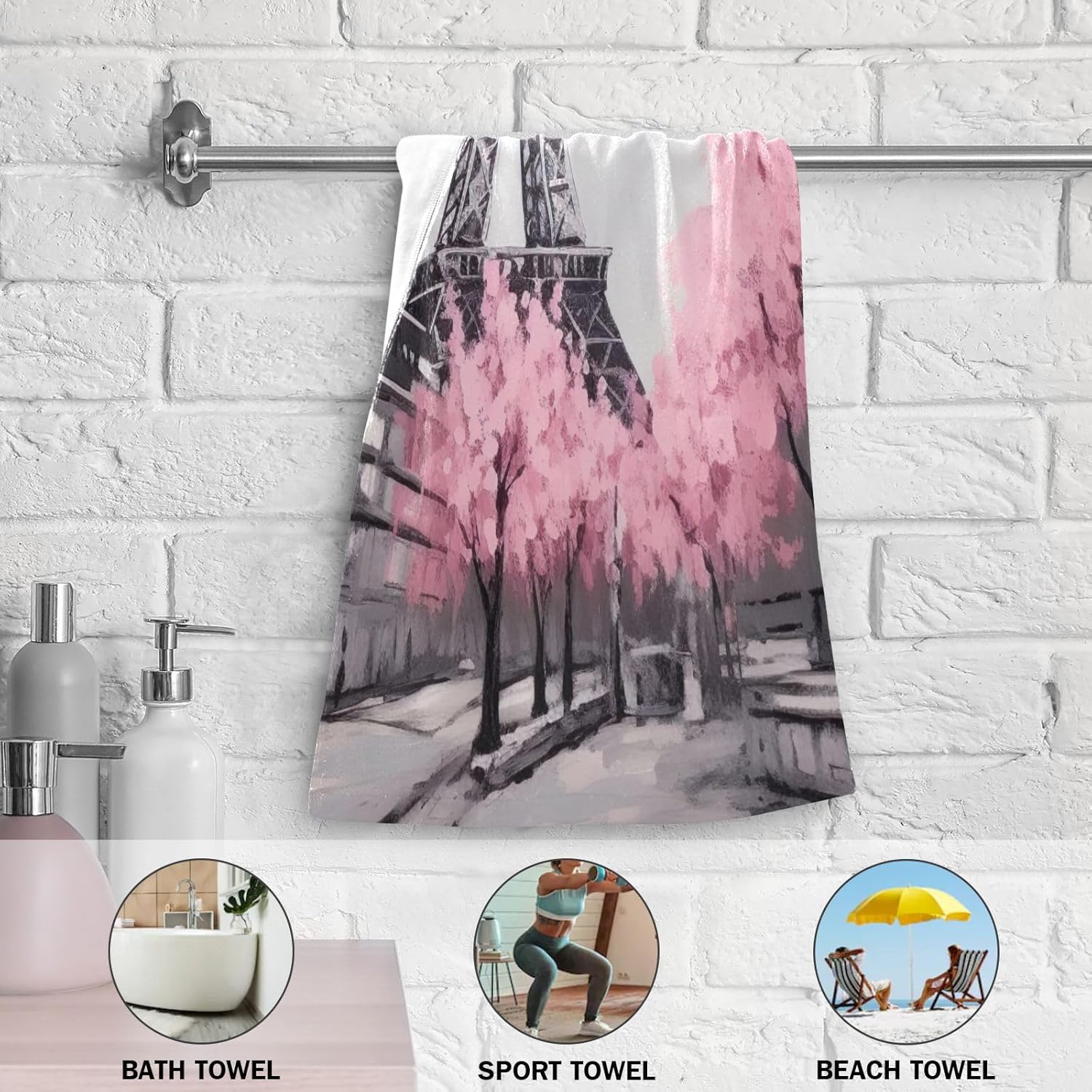 Kigai Pink Paris Tower – Juego de 2 toallas de mano suaves y absorbentes, toallas decorativas para baño, spa, gimnasio, 28 x 14 pulgadas