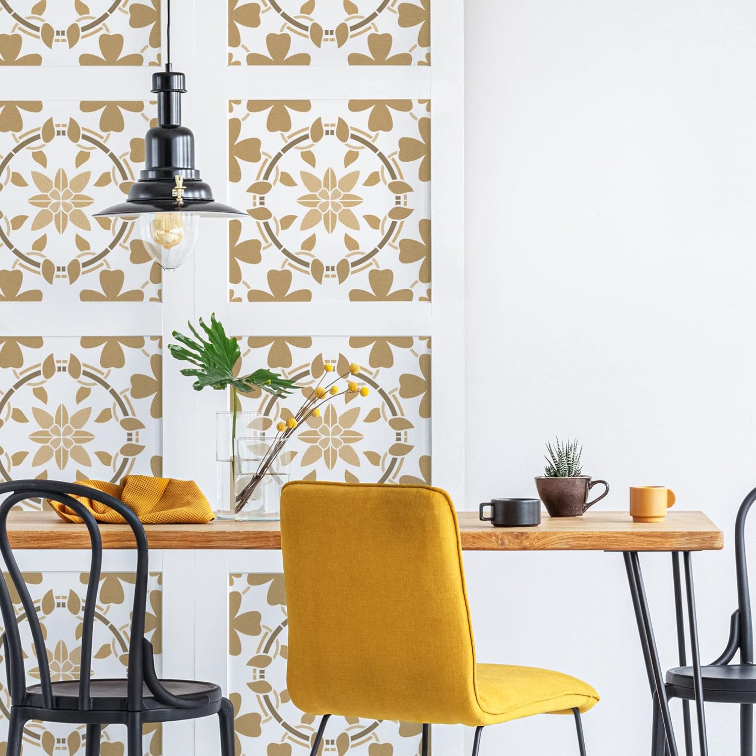 NAKLEO – Plantilla de plástico reutilizable para azulejos, flores de manresa, diseño geométrico marroquí, bloque de pavimento, piso de hormigón,