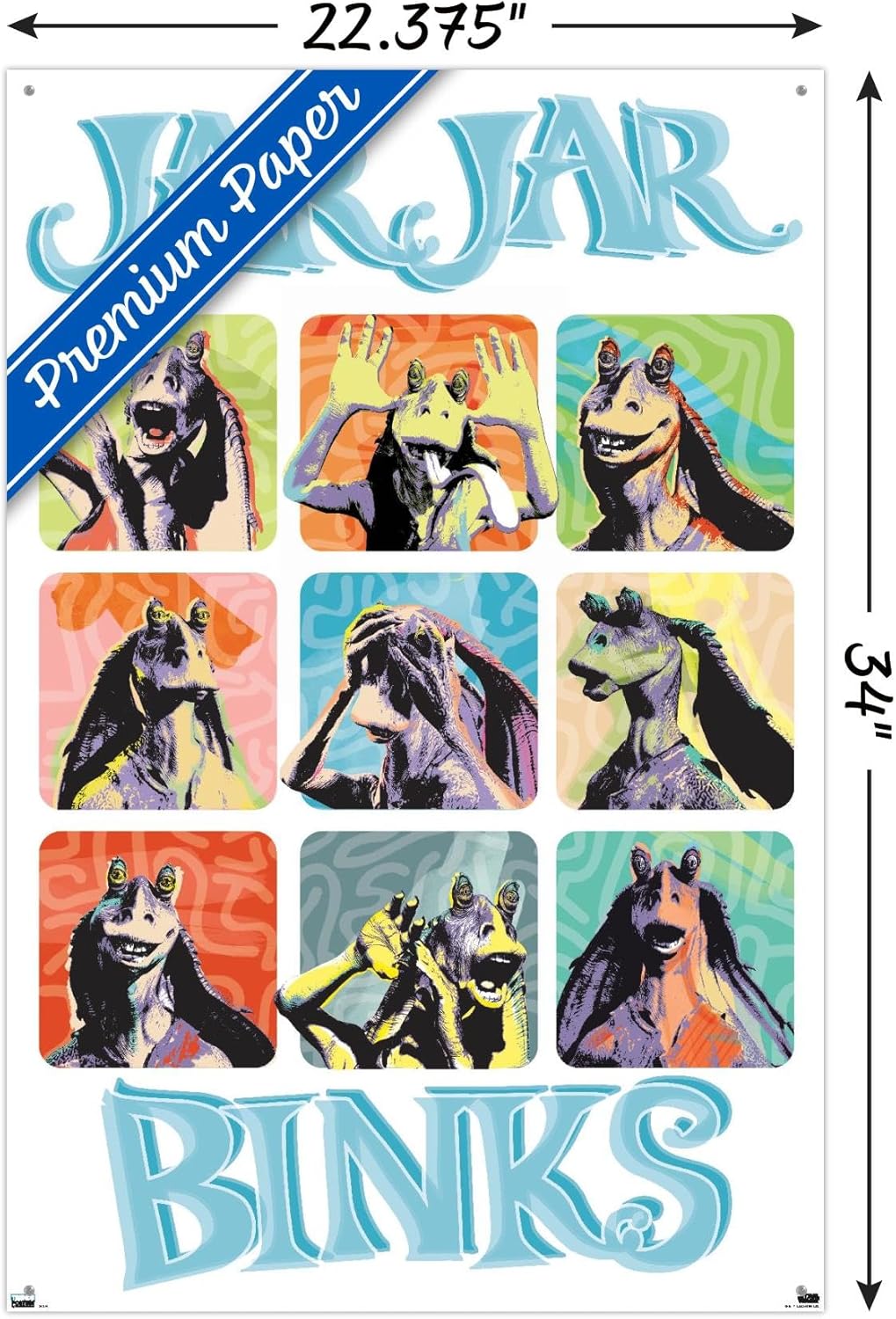 Trends International Star Wars The Phantom Menace – Póster de pared con frasco, diseño de cuadrícula, 22.37 x 34.00 pulgadas, paquete de póster y