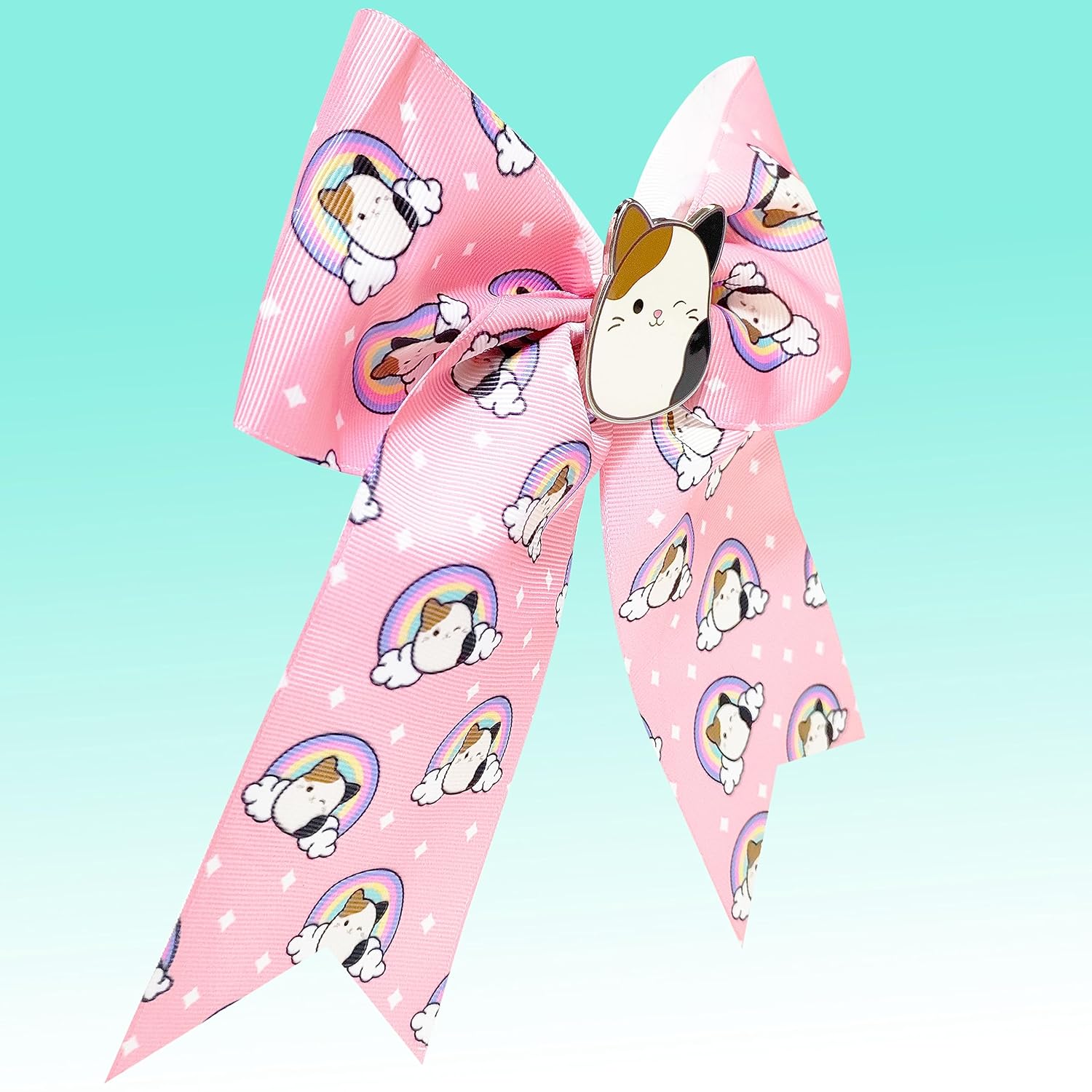 LUV HER Bonitos lazos para el pelo de Squishmallows para niñas, un lazo grande estampado de Squishmallows con un dije con tu personaje favorito,