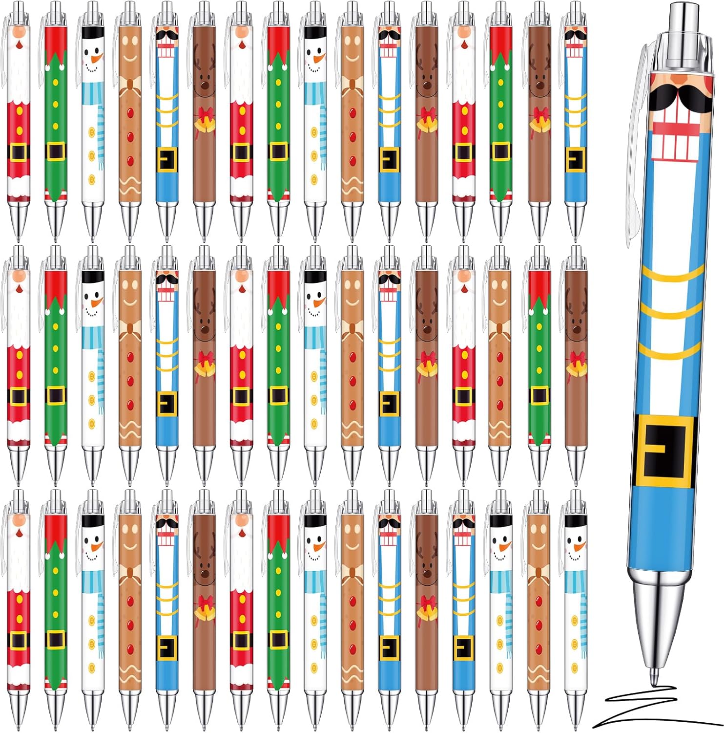48 bolígrafos de Navidad, bolígrafos retráctiles de tinta de gel, coloridos y lindos bolígrafos de Navidad, tinta negra, suministros escolares de