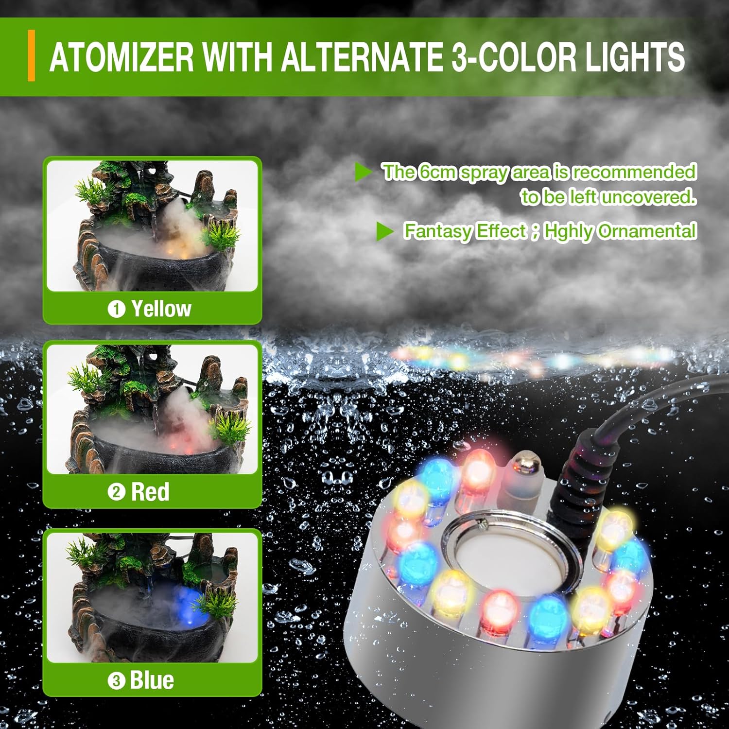 Fuente de escritorio de relajación para interiores, cascada de meditación zen con bomba automática y humidificador atomizador, cascada iluminada