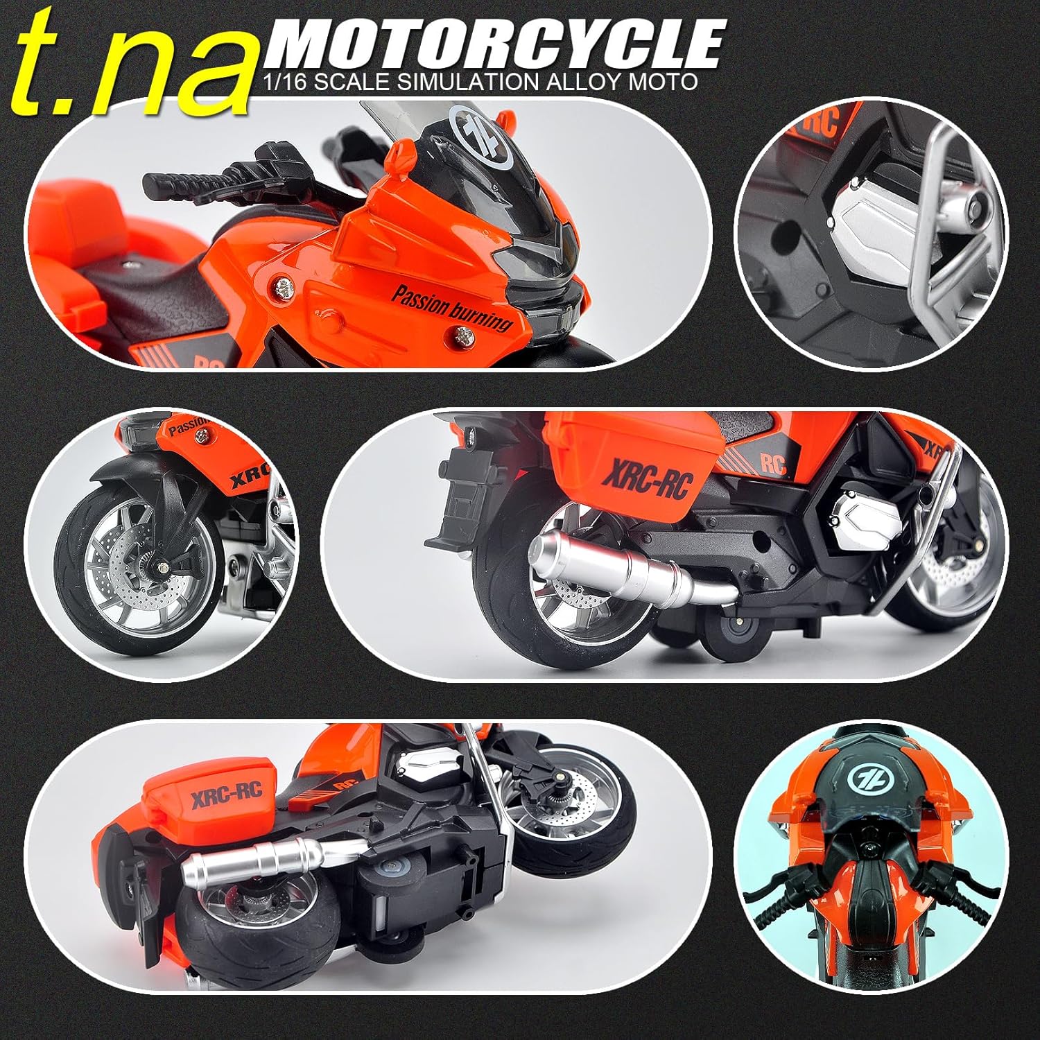 ACROFEK Juguetes de motocicleta de aleación con sonido y luz, juguetes de motocicleta fundidos a presión para niños de 3 a 5 años, gran motocicleta