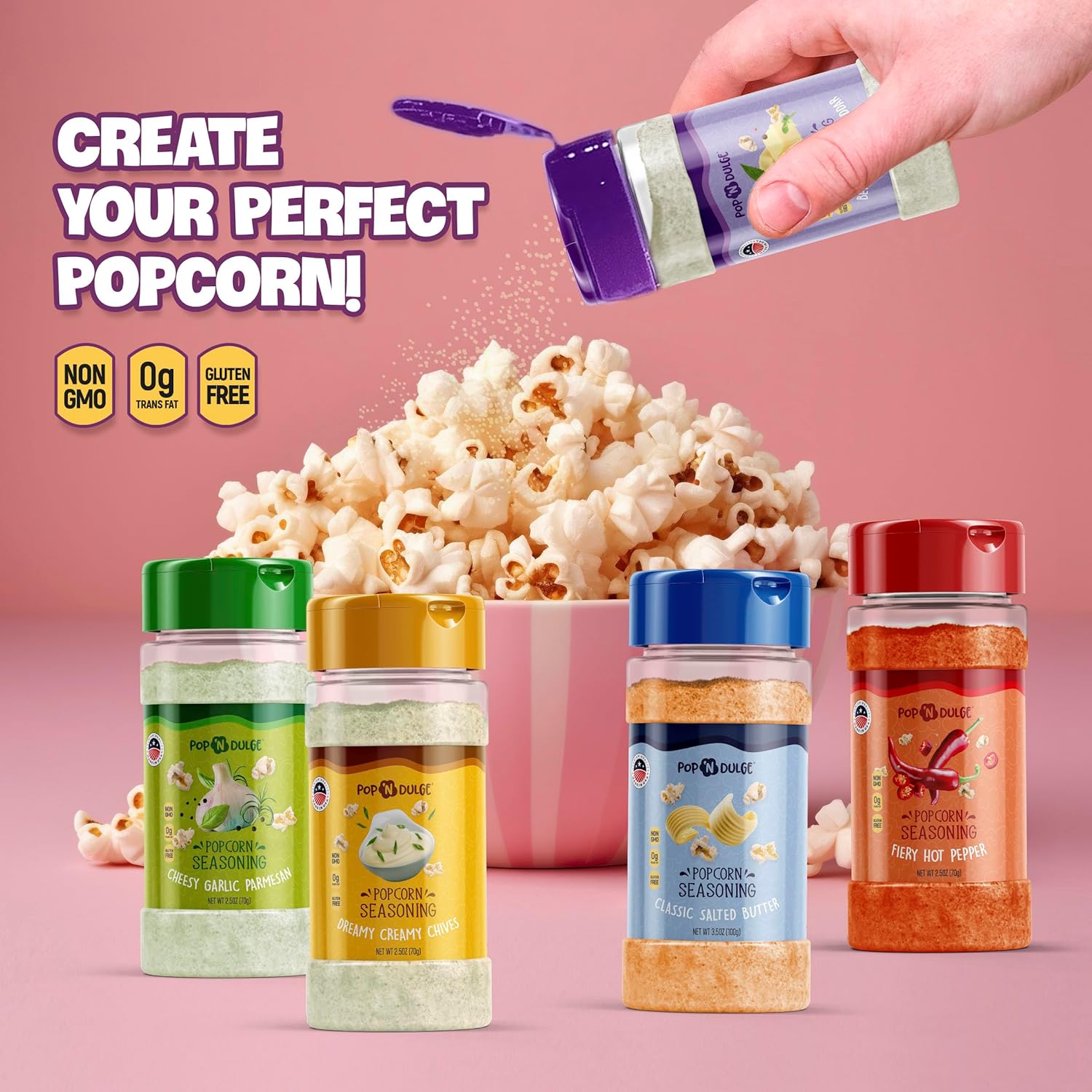 Paquete variado de condimentos de palomitas de maíz, 5 kit de sabor gourmet de 2.5 onzas, sin OMG, sin gluten, suministros esenciales para la noche