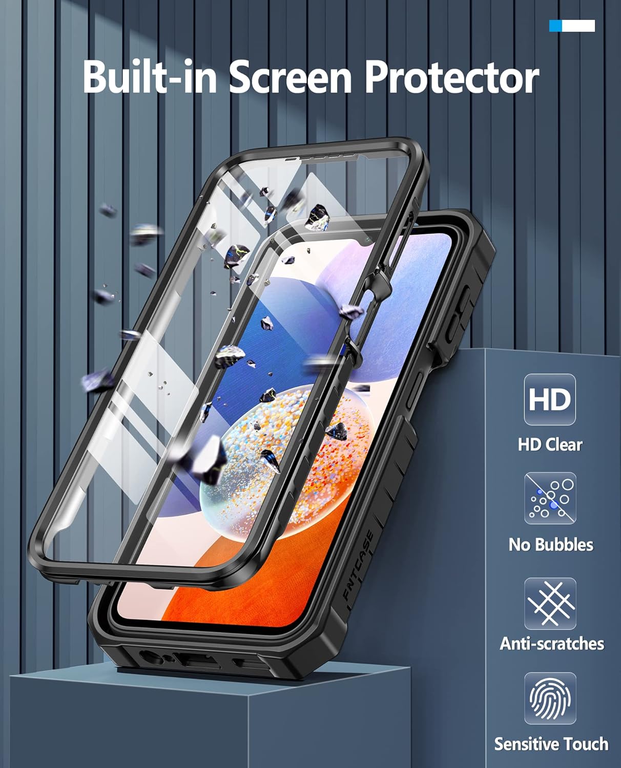 FNTCASE for Samsung Galaxy A14-5G Case Dual-Layer Protective Textured Shockproof Rugged TPU Cover with Kickstand  Military Grade Drop Protection