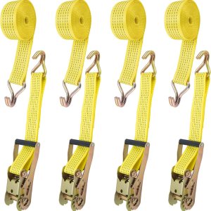 Correas de trinquete, paquete de 4 correas de amarre, correas de trinquete de 2 pulgadas x 15 pies, correa de trinquete resistente de 5000 libras Correas de trinquete, paquete de 4 correas de amarre, correas de trinquete de 2 pulgadas x 15 pies, correa de trinquete resistente de 5000 libras
