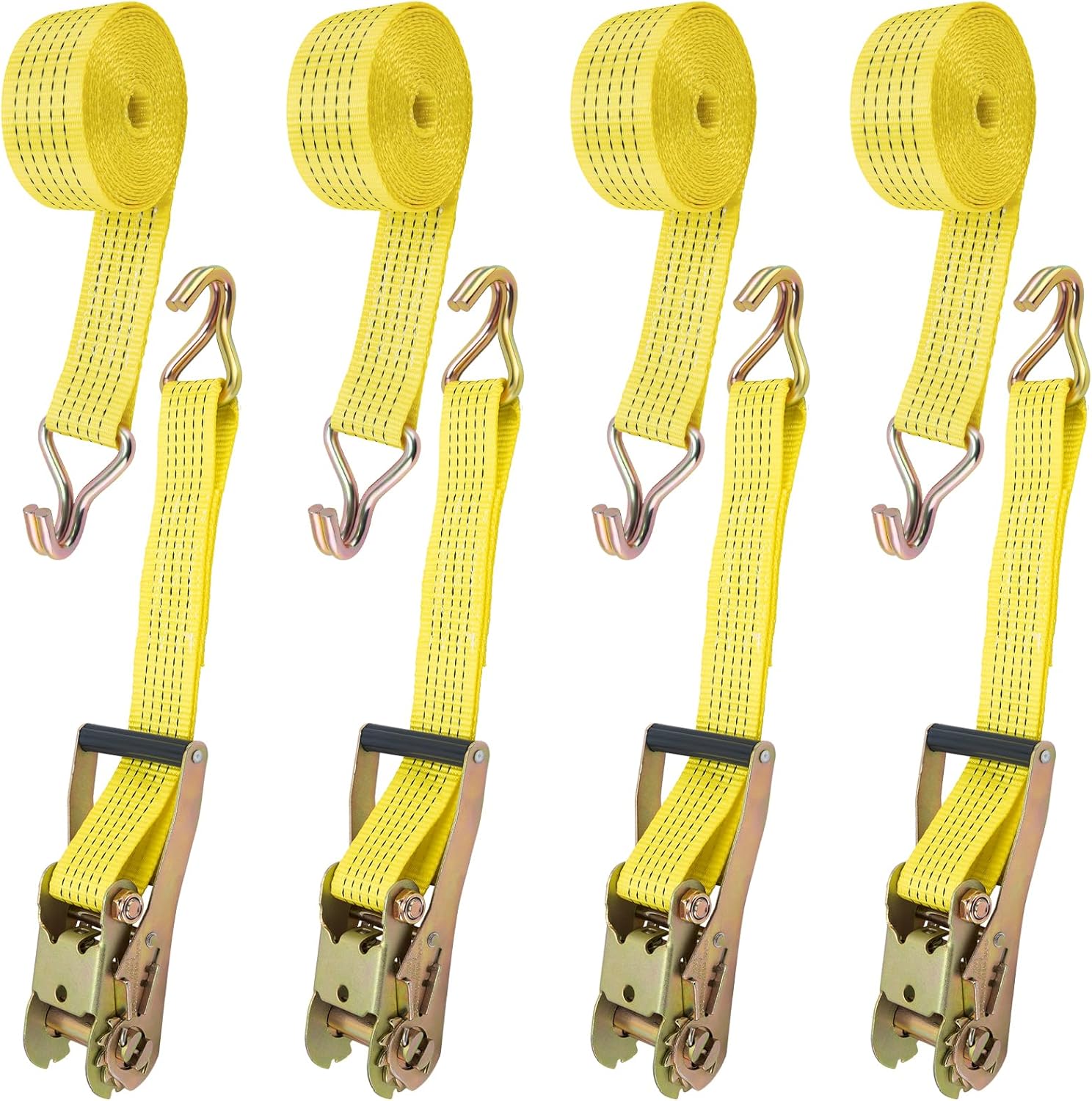 Correas de trinquete, paquete de 4 correas de amarre, correas de trinquete de 2 pulgadas x 15 pies, correa de trinquete resistente de 5000 libras