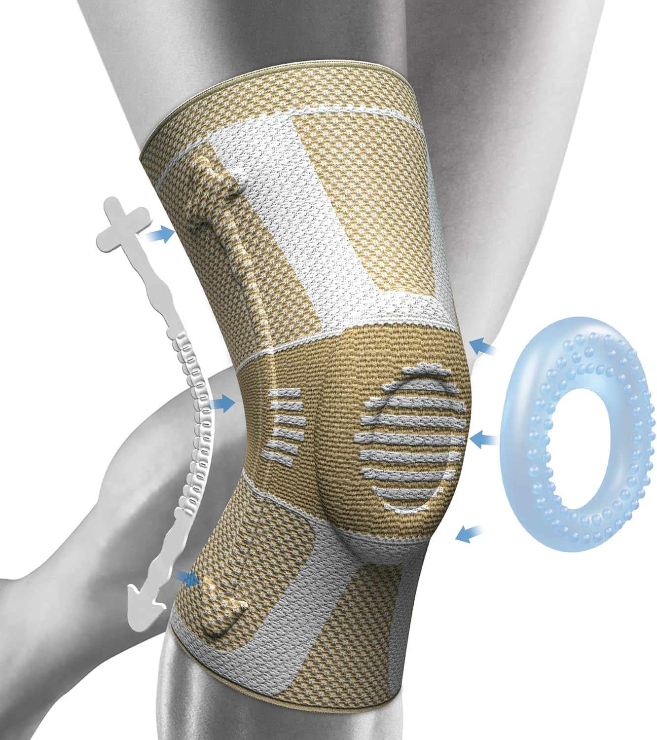 NEENCA Rodillera profesional para aliviar el dolor, rodillera médica de compresión, soporte de rodilla con tecnología de punto horizontal para