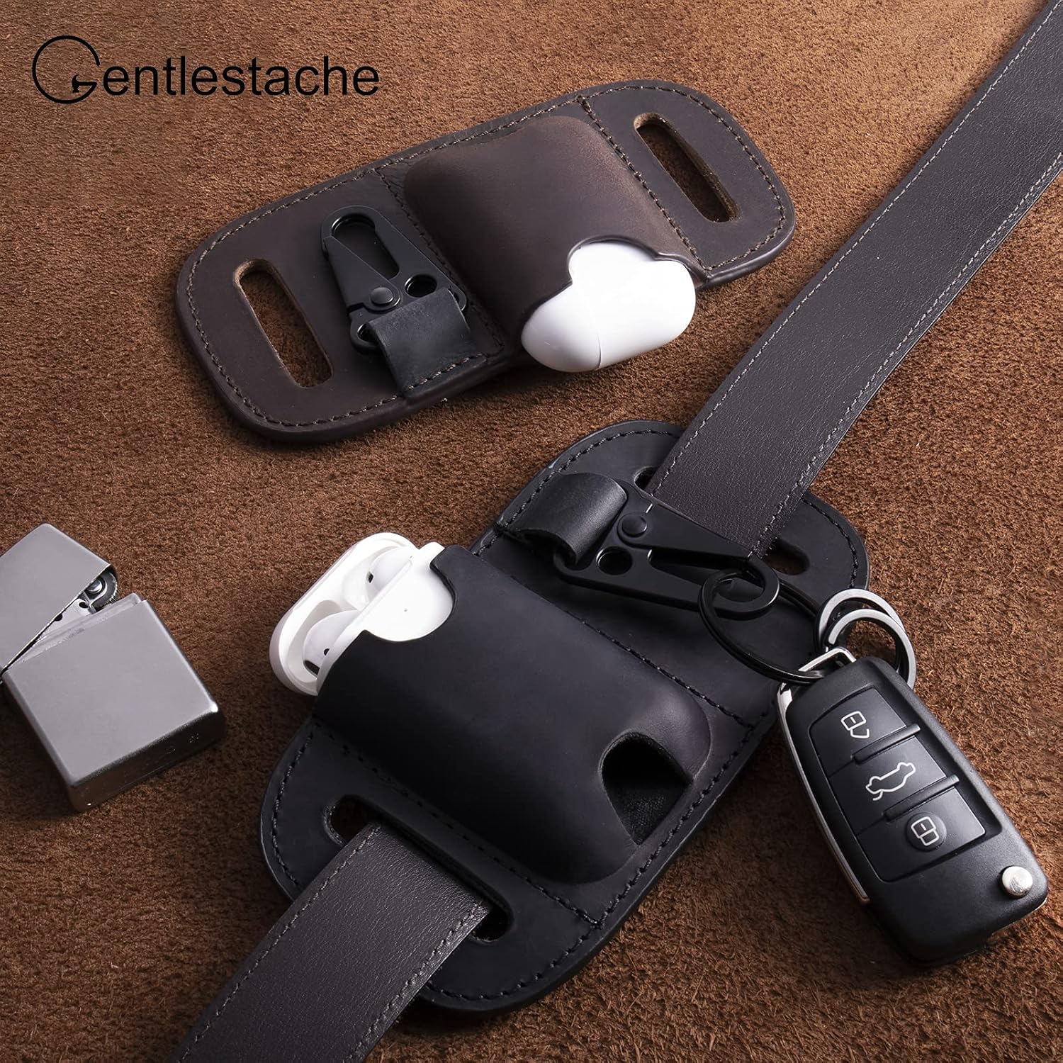 Gentlestache Zippo – Funda para cinturón, funda de piel Zippo, funda para AirPods, bolsa más ligera para cinturón
