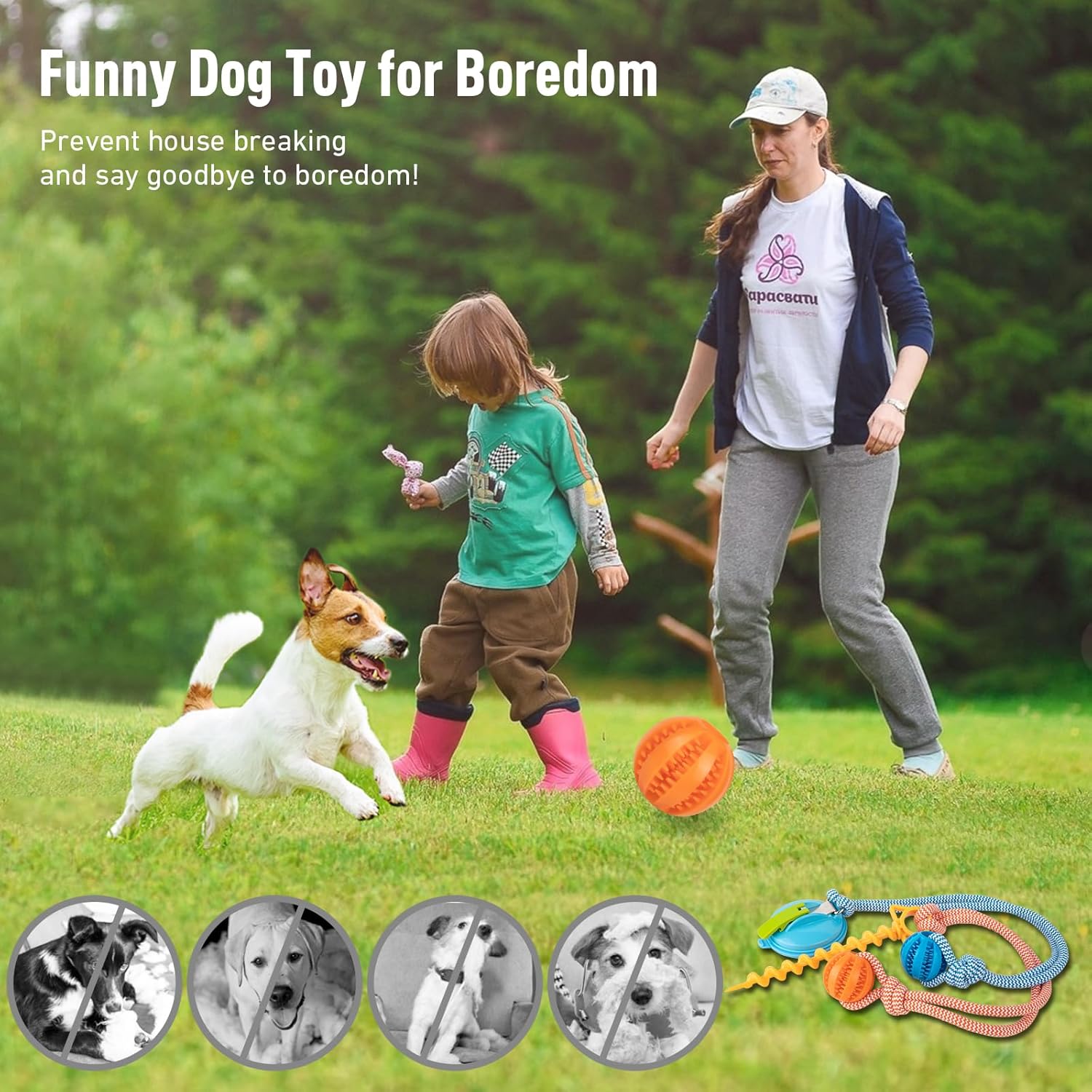 18FTRabbit Juguetes para perros para masticar agresivamente, juguetes interactivos para masticar perros, juguetes de tira y afloja para perros