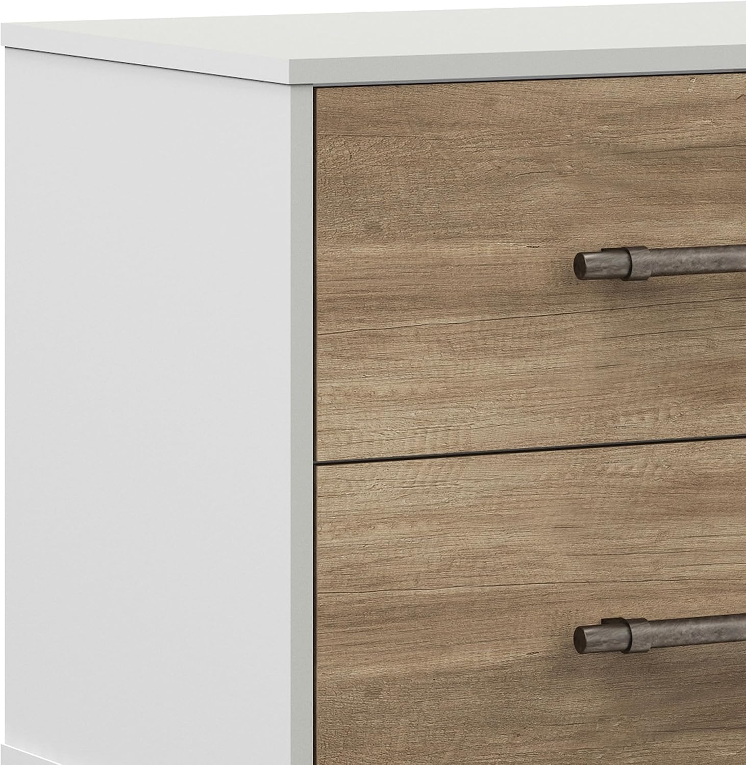 Hillsdale Fargo Modern Mesita de noche de madera, color blancomarrón madera flotante
