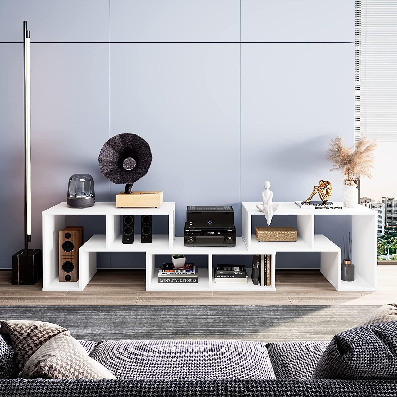 Muebles multimedia modernos, estante abierto para almacenamiento y exhibición, adecuado para sala de estar, dormitorio, consola de 3 piezas, soporte