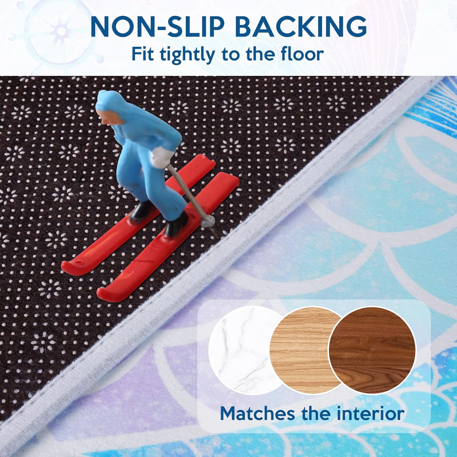 FRAMICS Juego de 2 tapetes de baño de sirena, tapetes de baño rosa y azul para niñas, alfombras de baño suaves y absorbentes, antideslizantes, para