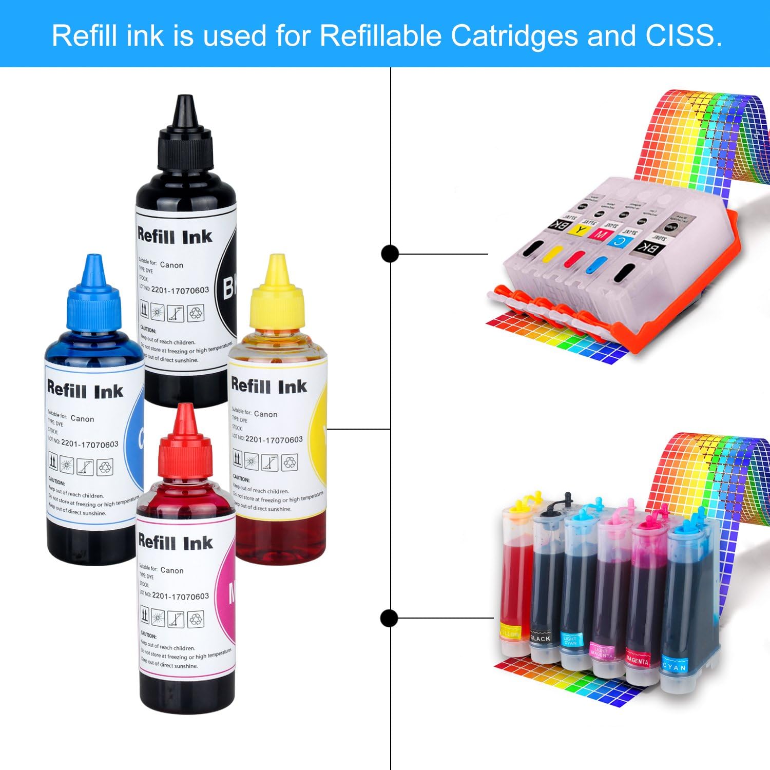 Kit de botellas de tinta de recarga de impresora para cartuchos PGI-250 CLI-251XL PGI 270XL CLI-271 o CISS, para PIXMA MX922, MG5720, TS6020,