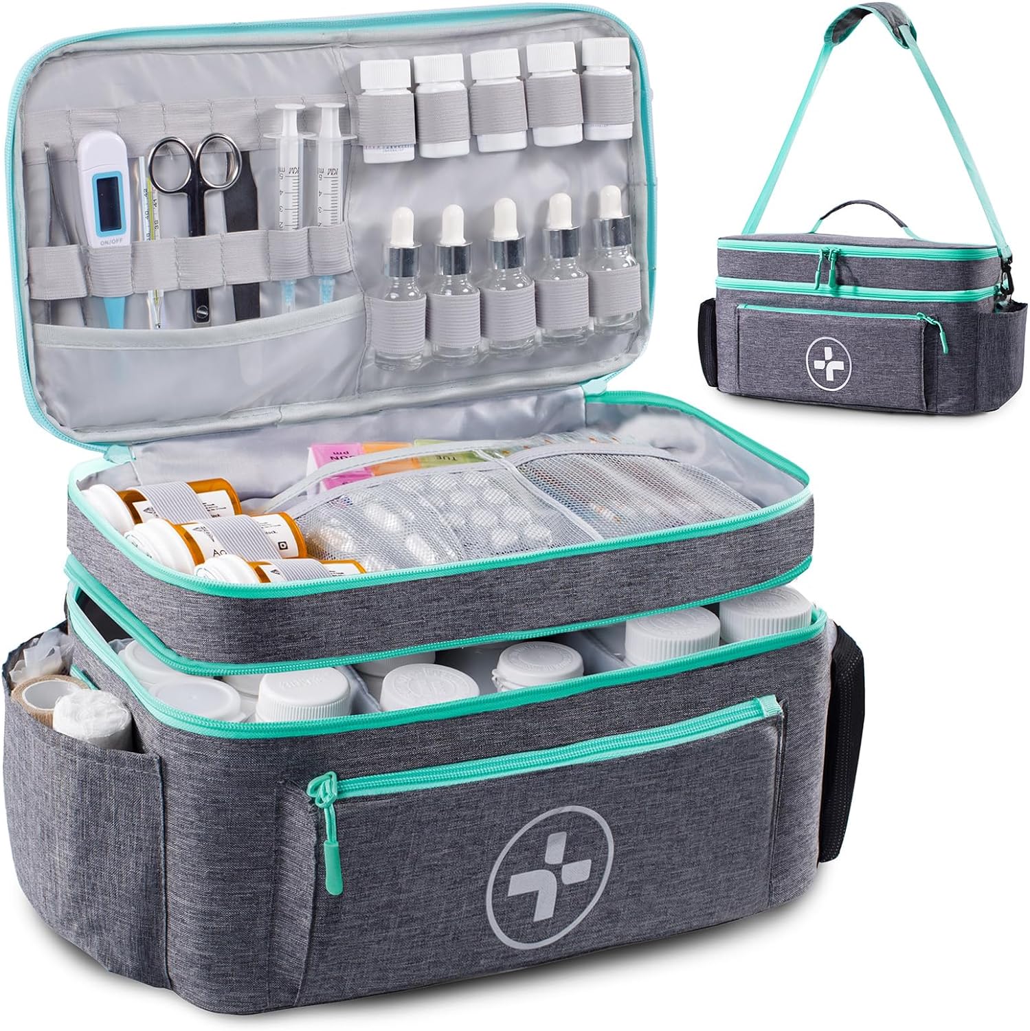 Organizador de bolsas de medicamentos de viaje, organizador de medicamentos, organizador de botellas de píldoras, organizador de medicamentos para